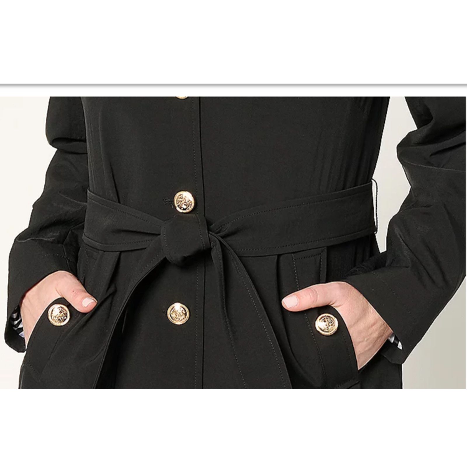 Denim & Co. Dennis Basso Water Resistant Trench Coat Petite L A679224 Size L / US 10 / IT 46 - 2 Thumbnail