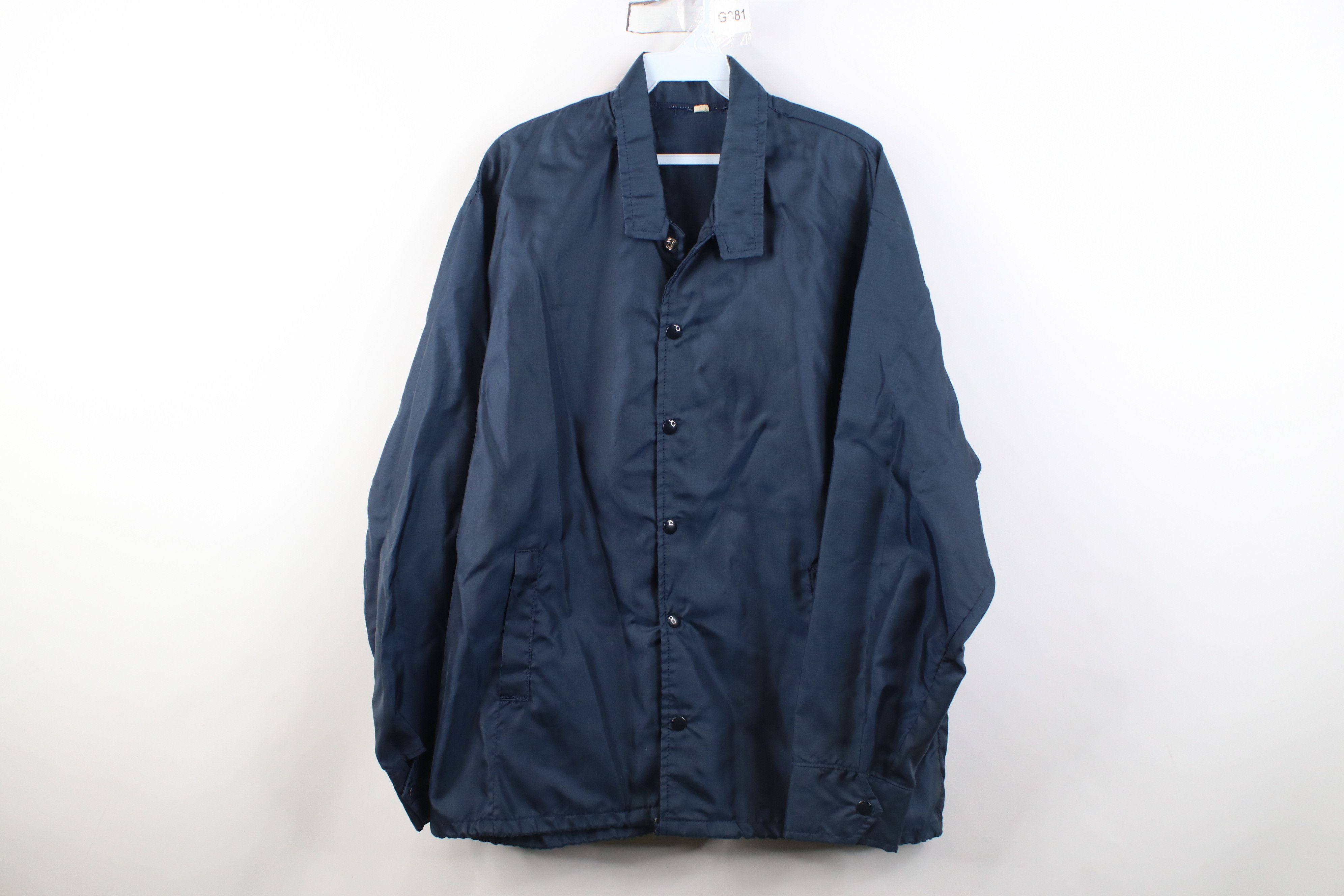 Vintage Vintage 70s Streetwear Windbreaker Jacket Navy Blue USA Size US L / EU 52-54 / 3 - 1 Thumbnail