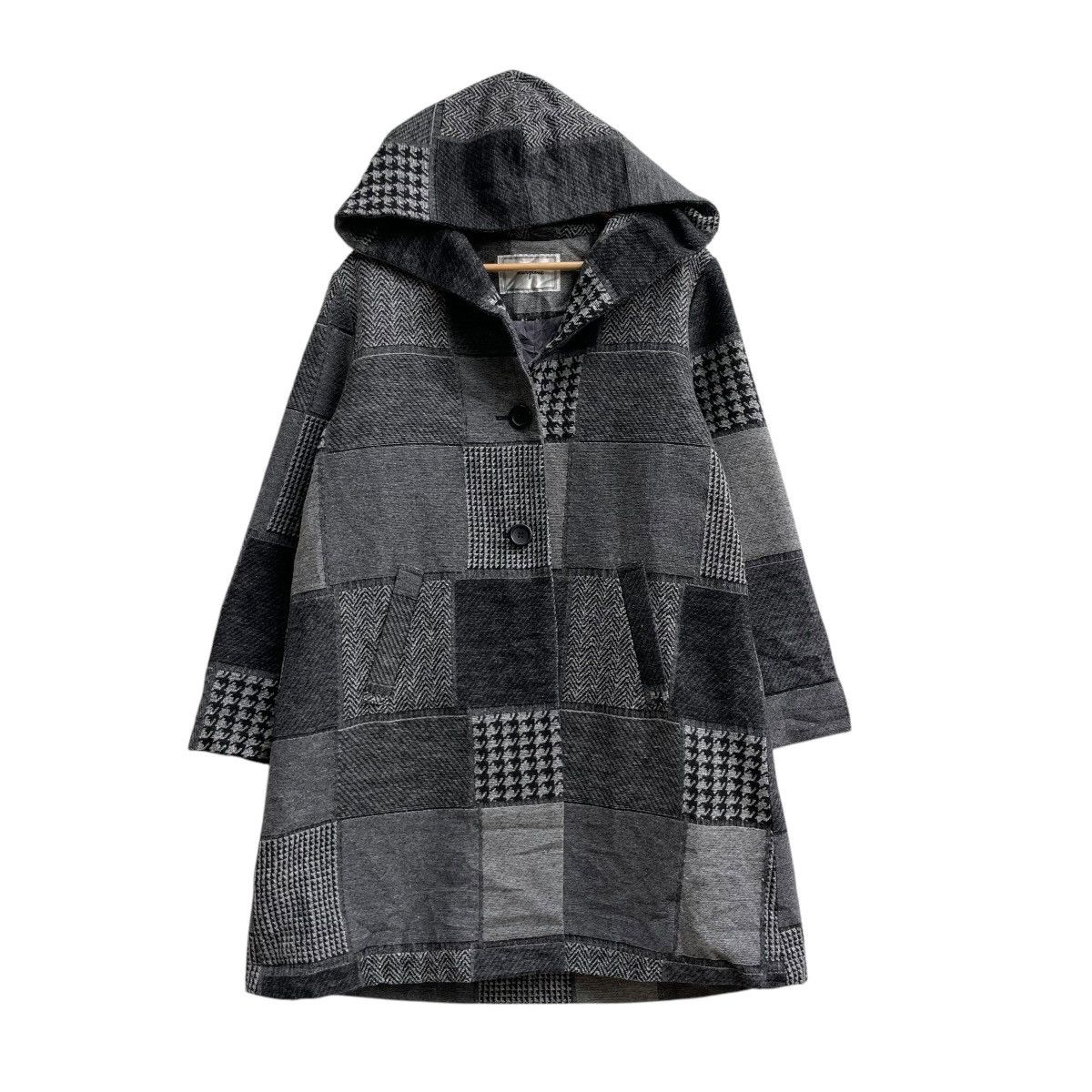Harris Tweed 💥Marpione Pacthwork Hooded Harris Tweed Balmacaan Style Size M / US 6-8 / IT 42-44 - 1 Thumbnail