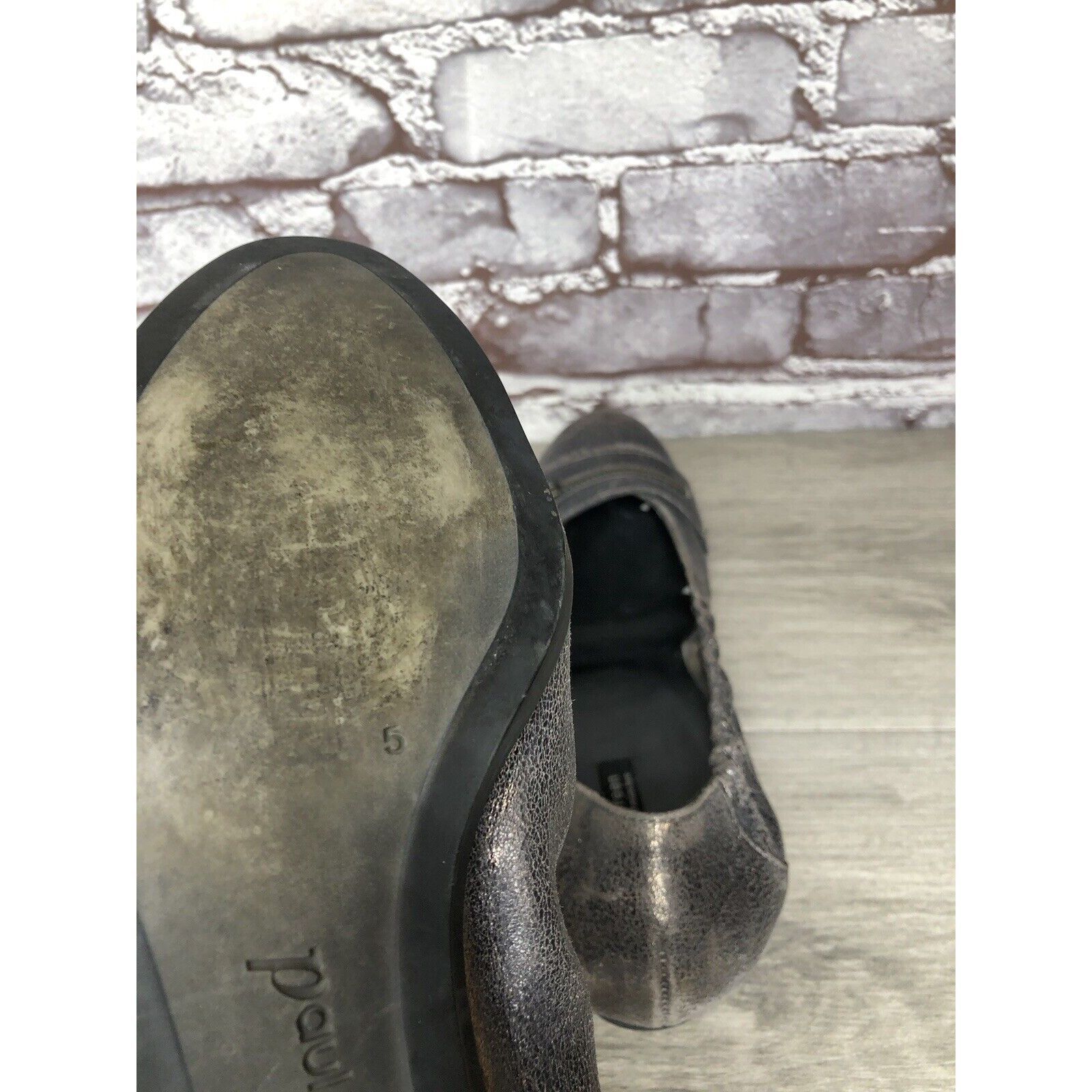 Other PAUL GREEN Pewter Leather Shimmer Zipper Ballet Flats Women Size US 7.5 / IT 37.5 - 10 Thumbnail