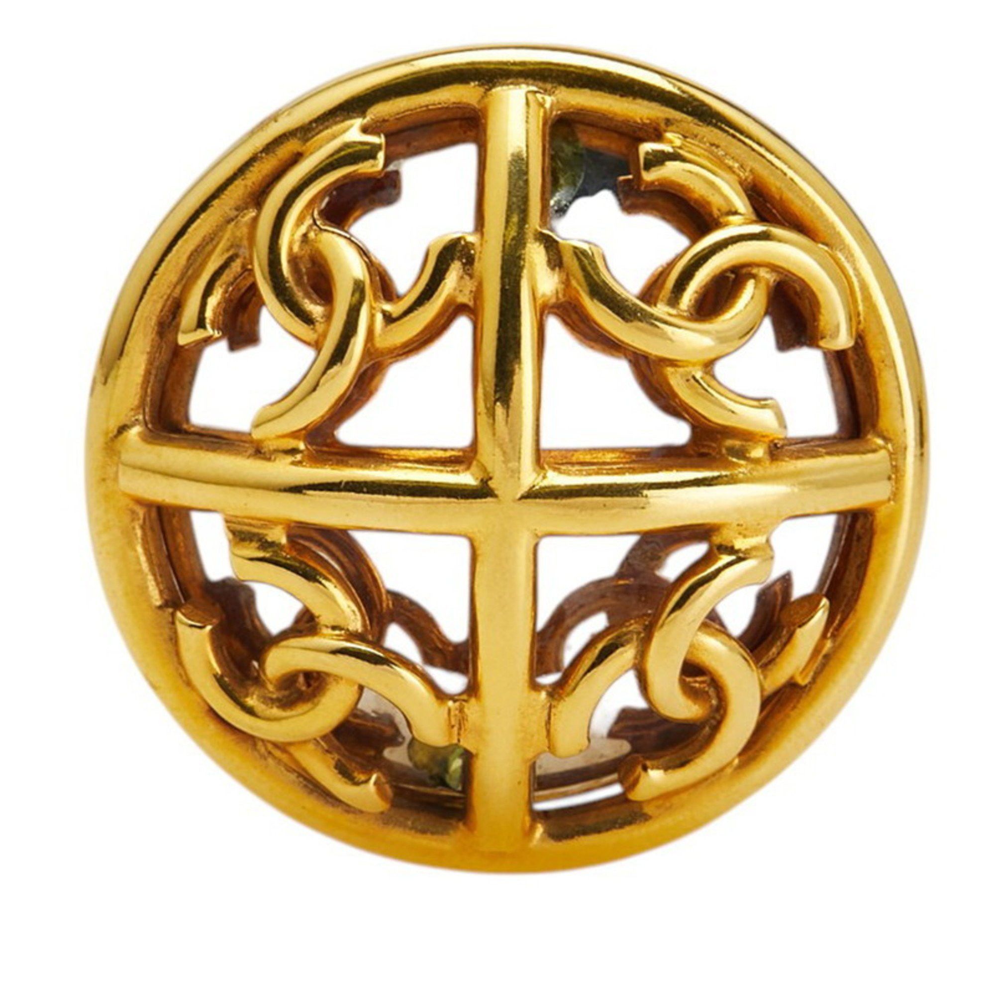 Chanel Vintage Chanel Coco Mark Mirror Round Brooch, Gold Plated, Women's Size ONE SIZE - 1 Thumbnail