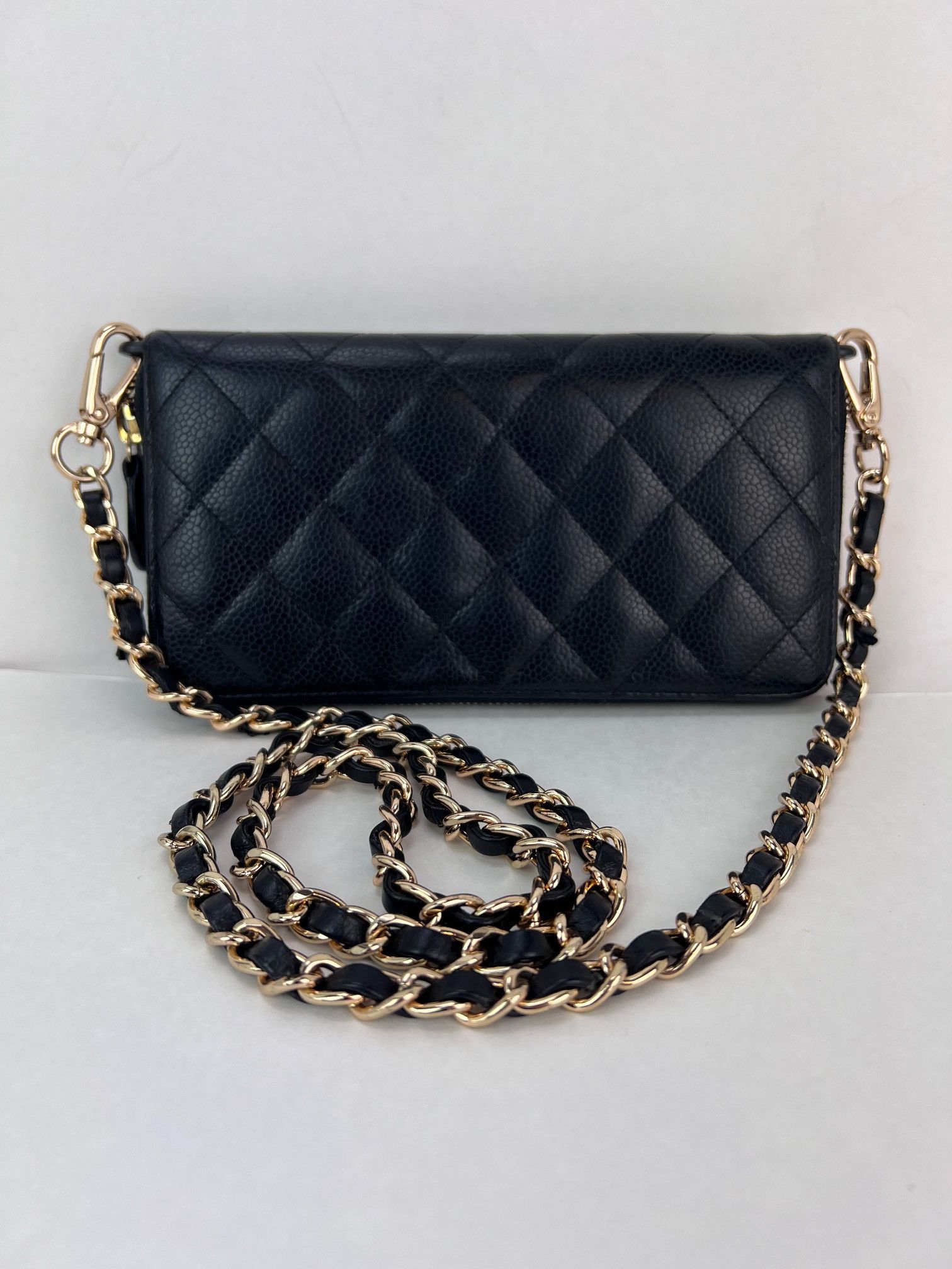 Chanel Chanel Caviar Quilted Large Gusset Zip Around Black Wallet Size ONE SIZE - 3 Thumbnail