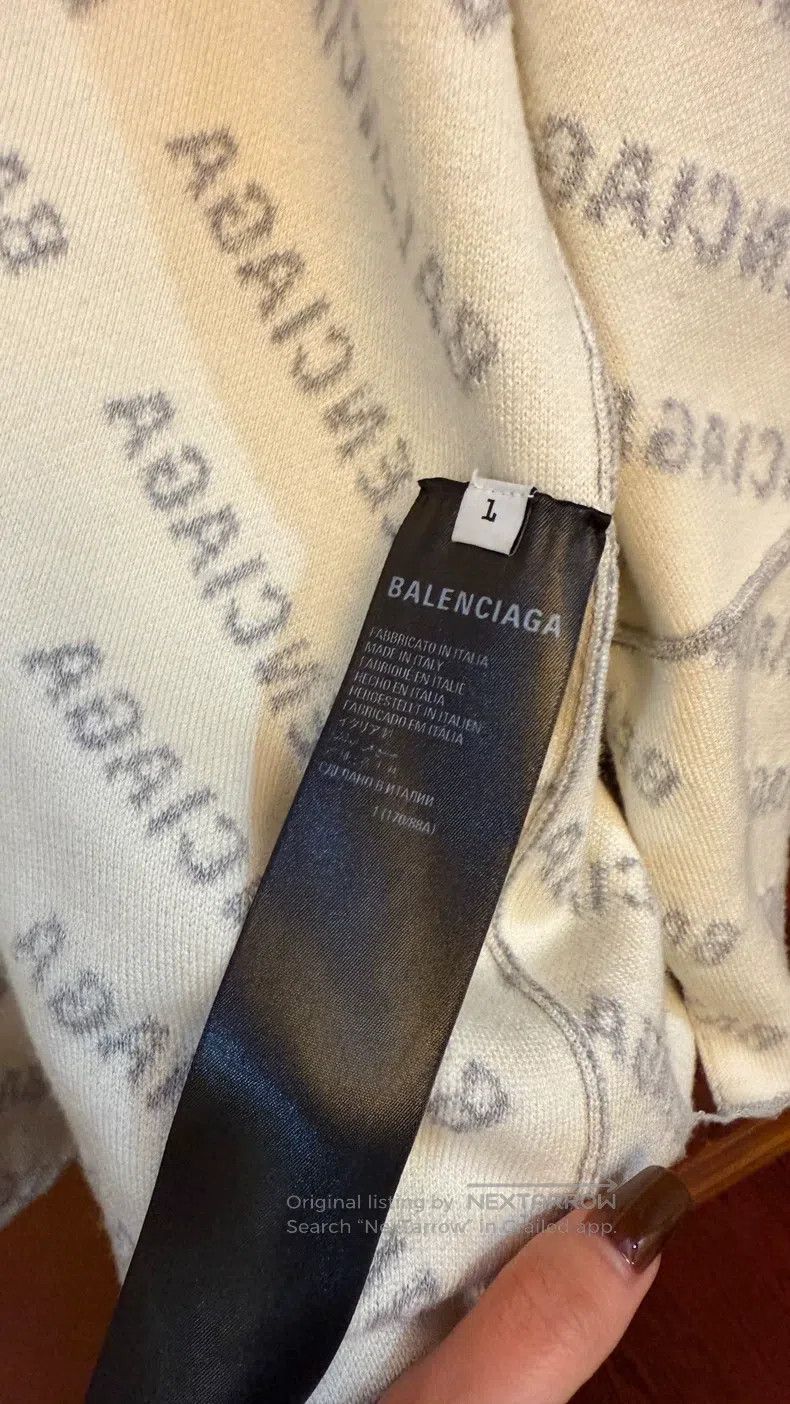 Balenciaga Balenciaga Full Print Logo Long Sleeve Knit Cardigan Size US S / EU 44-46 / 1 - 5 Thumbnail
