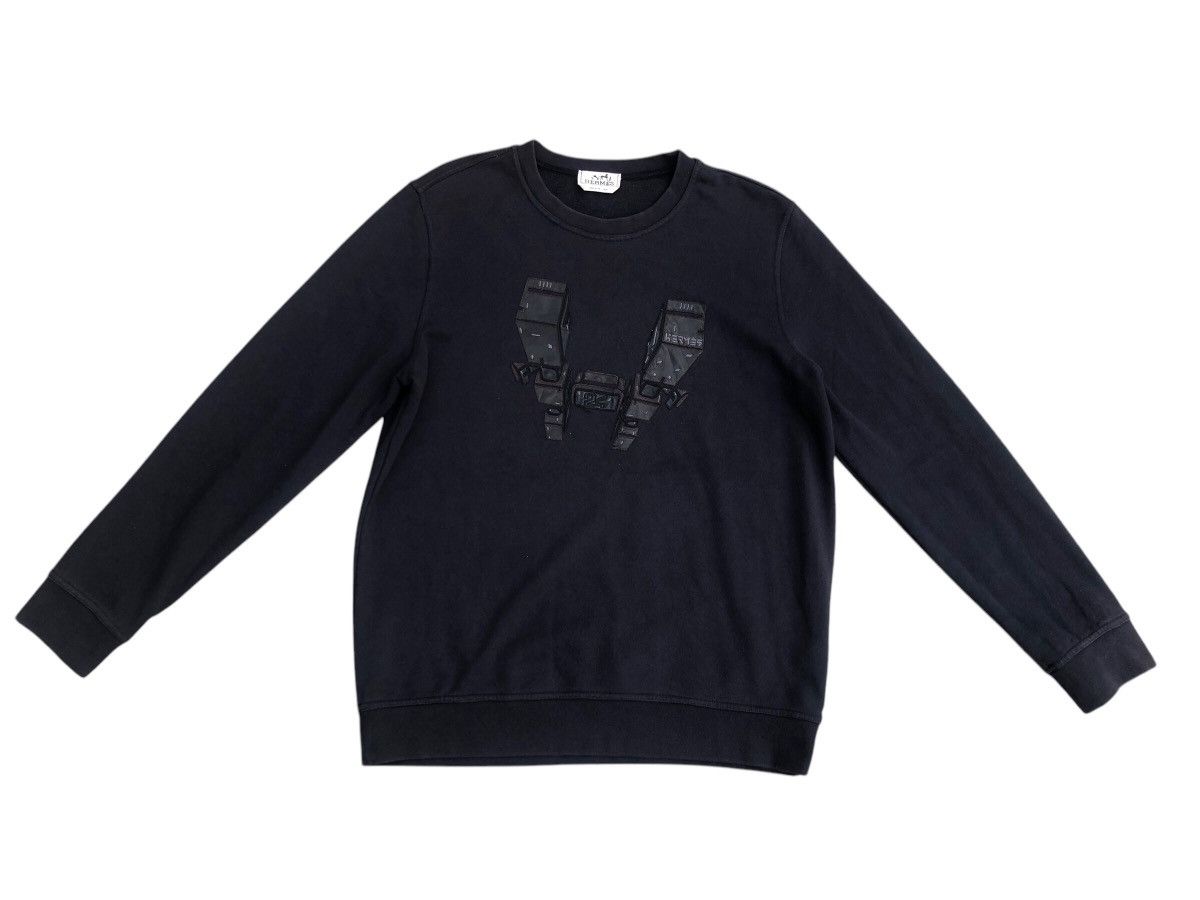 Hermes HERMÈS H Graphic Print Crew Neck Designer Sweatshirt Size US L / EU 52-54 / 3 - 1 Thumbnail