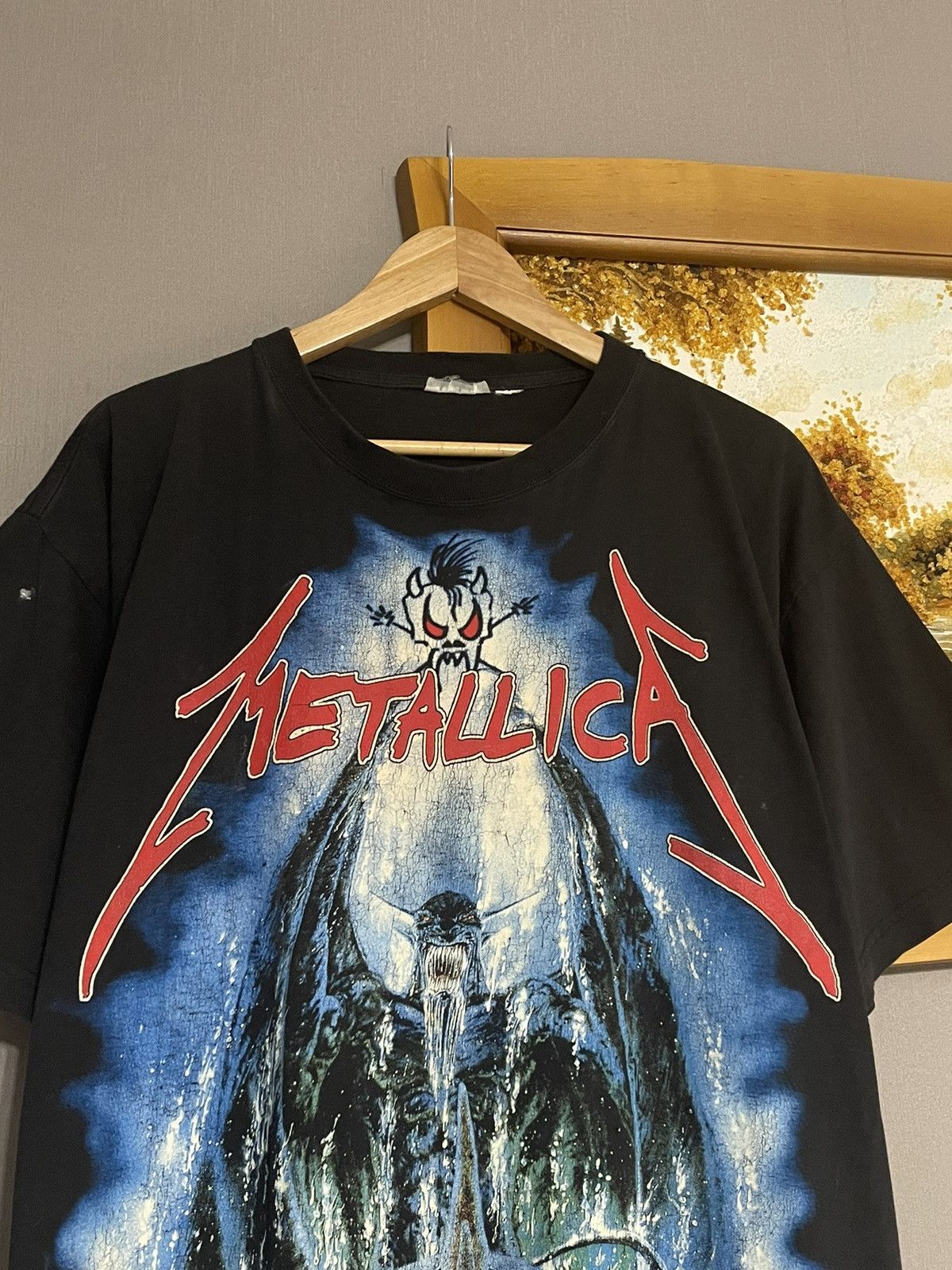 Band Tees Crazy Rare Vintage 90s Metallica Demon Skull AOP T-shirt Size US XL / EU 56 / 4 - 8 Thumbnail
