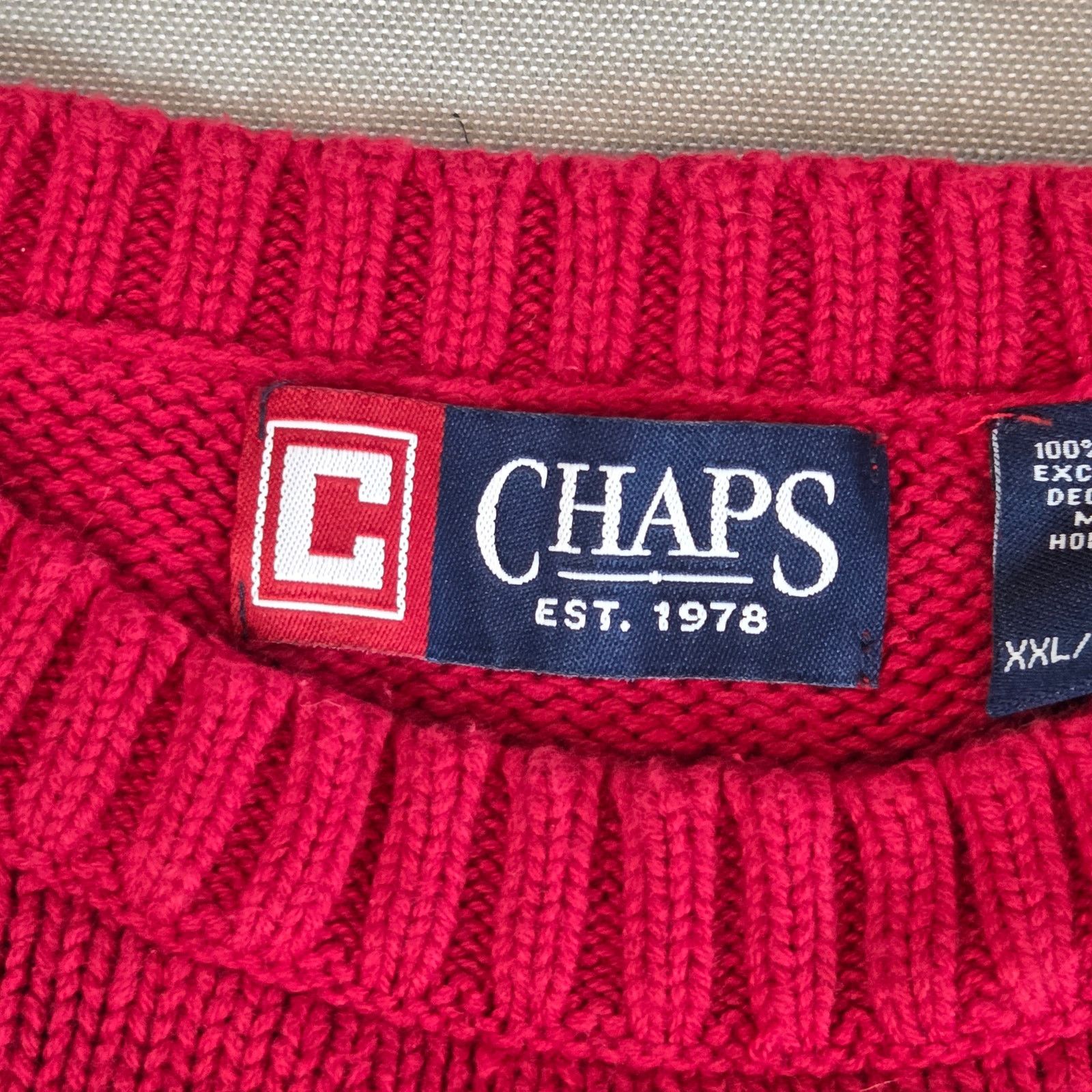 Chaps Vintage Chaps RL Red Cotton Crewneck Sweater Size US XXL / EU 58 / 5 - 3 Thumbnail