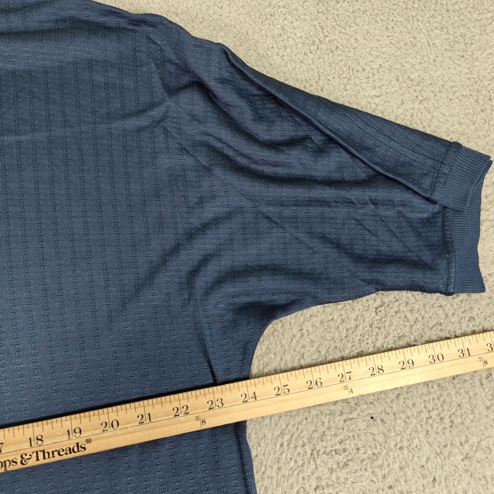 Vintage Jhane Barnes Shirt Mens Large Blue Silk Textured Knit Pullover Dressy Size US L / EU 52-54 / 3 - 7 Thumbnail