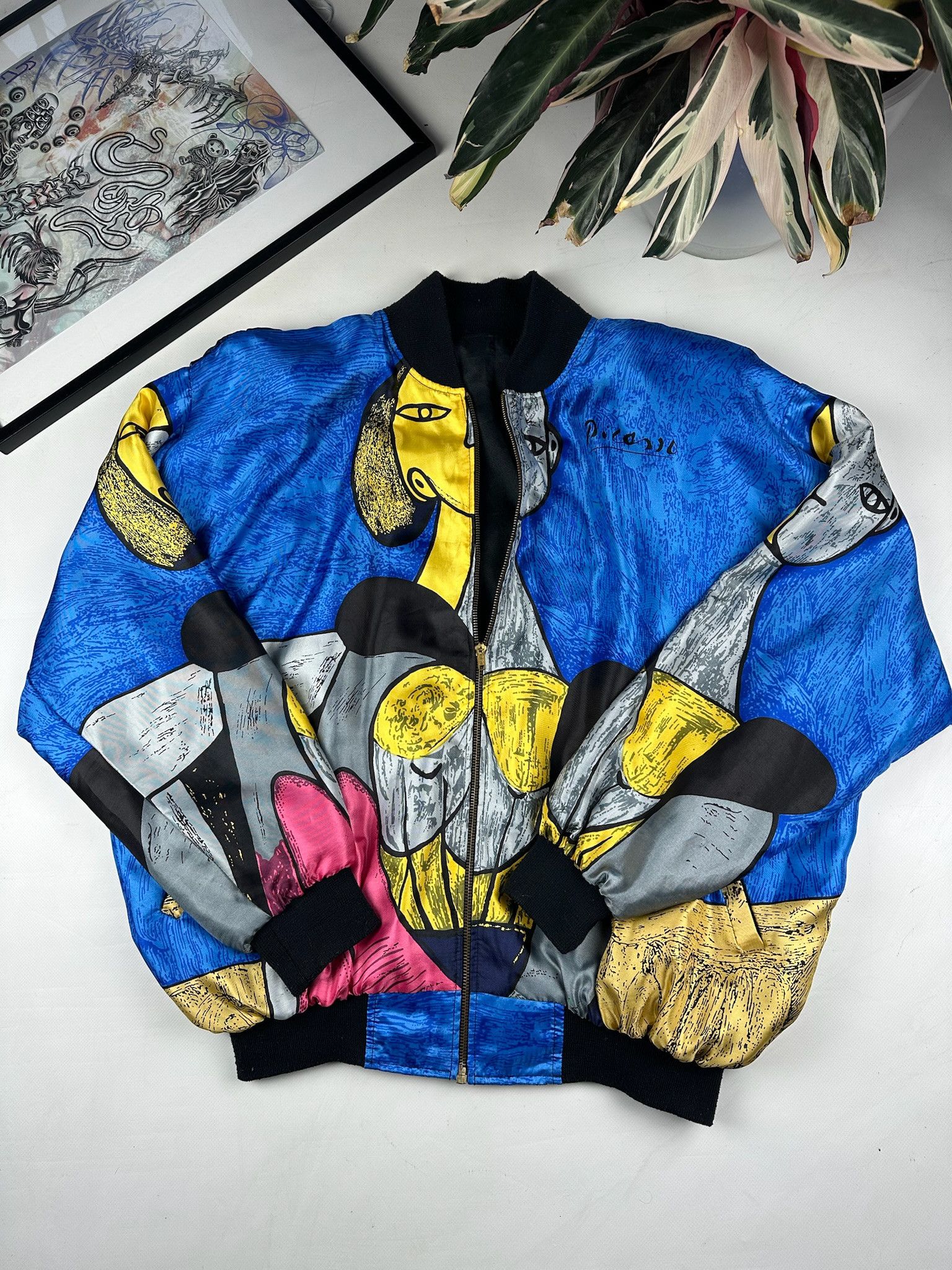 Vintage Vintage Picasso Cubist Art Silk Jacket Size US XL / EU 56 / 4 - 3 Thumbnail