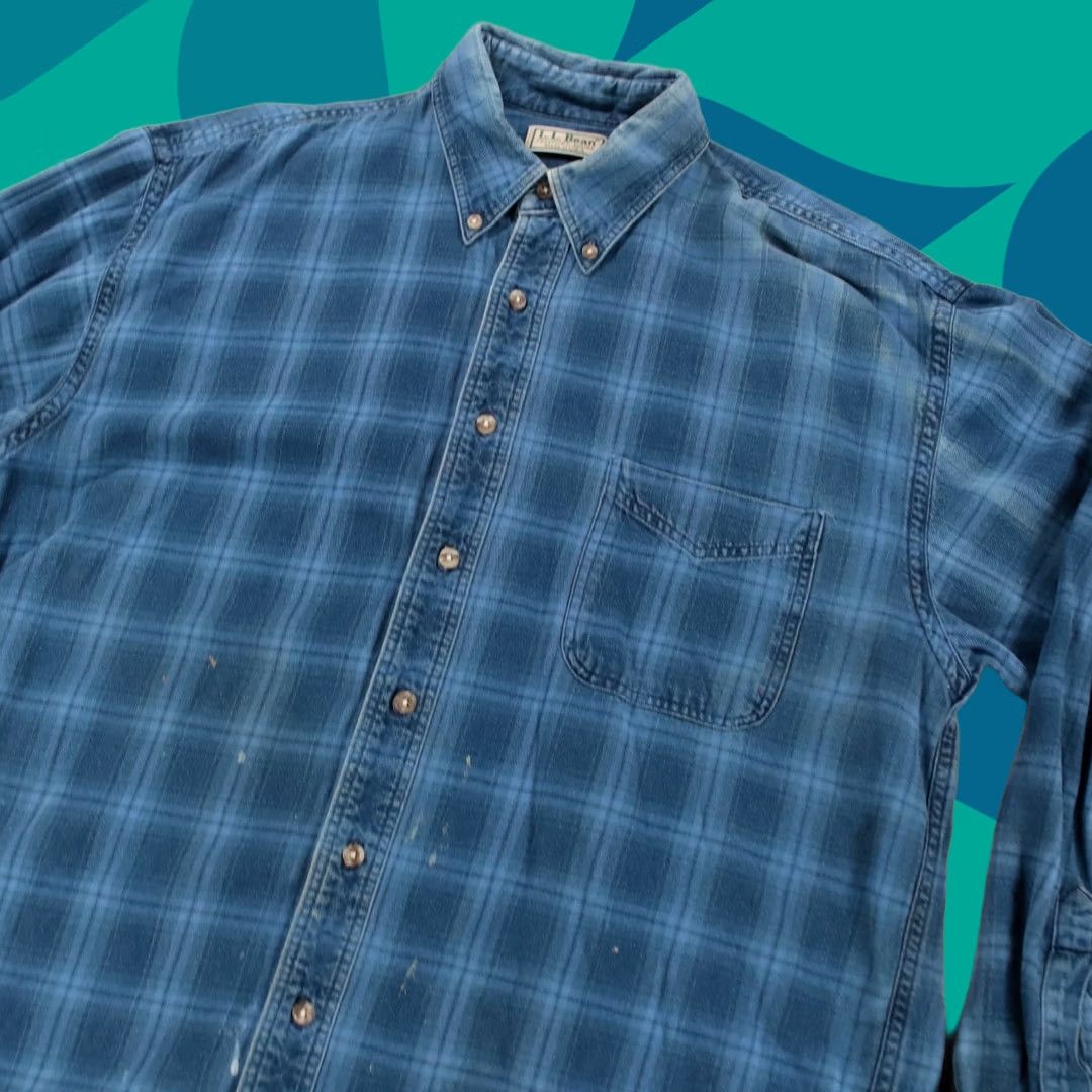 Vintage vtg 90s LL BEAN flannel shirt LARGE TALL cotton plaid checks usa grunge indie Size US L / EU 52-54 / 3 - 1 Thumbnail