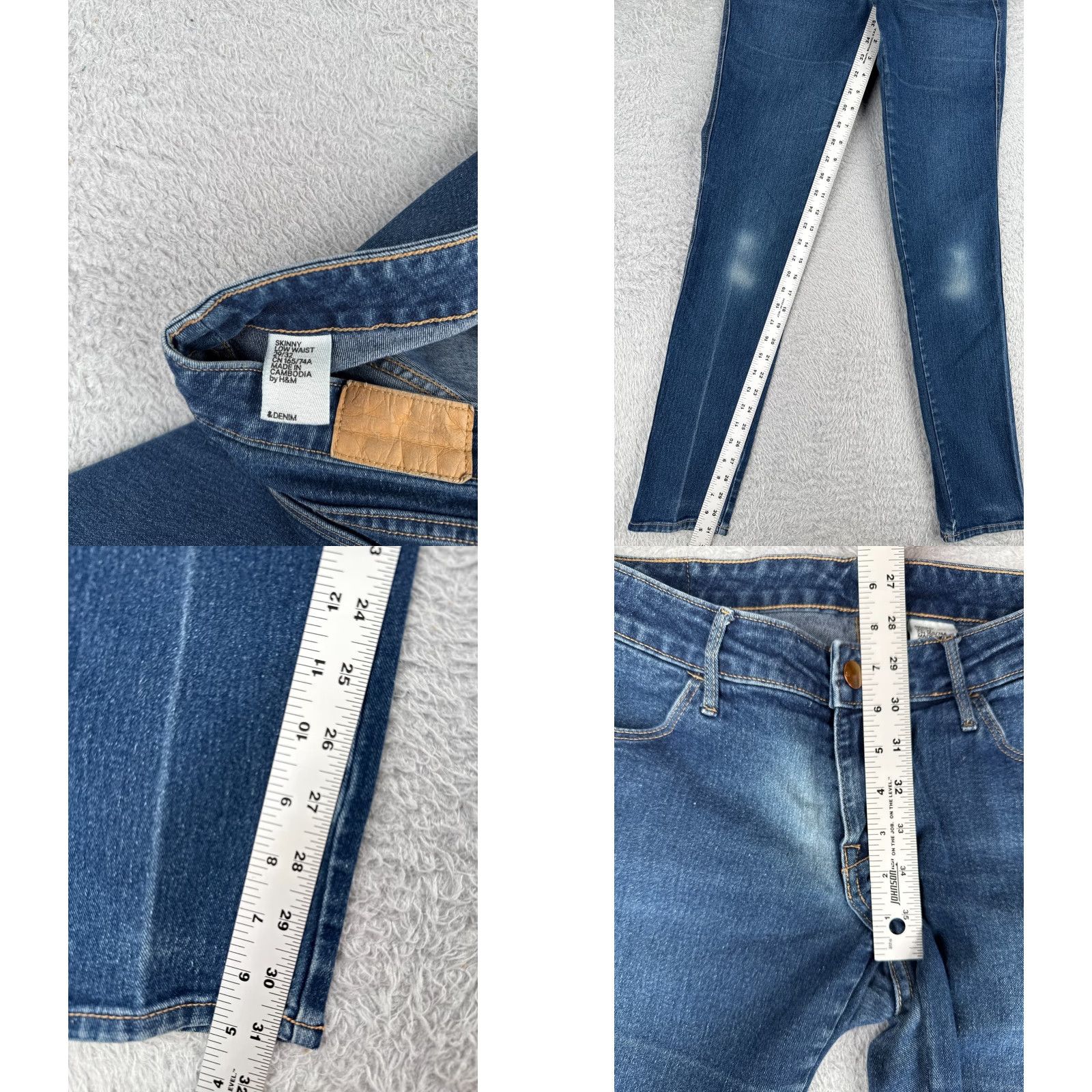 Denime &Denim Jeans Womens 29 Blue Skinny Low Waist Cotton Blend Distressed 29x32 Jeans Size 29" - 8 Thumbnail