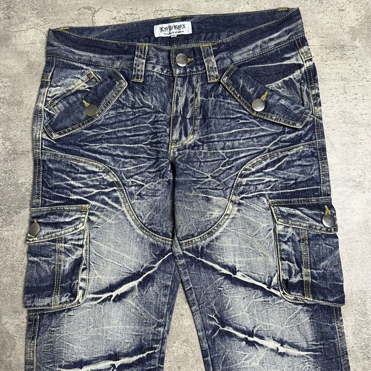 Japanese Brand Lowbox Distressed Flare Cargo Jeans Size US 31 - 7 Thumbnail