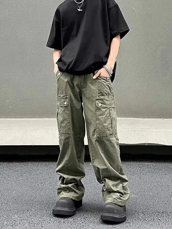 Japanese Brand green military flared baggy utility faded cargo pants Size US 32 / EU 48 - 1 Thumbnail