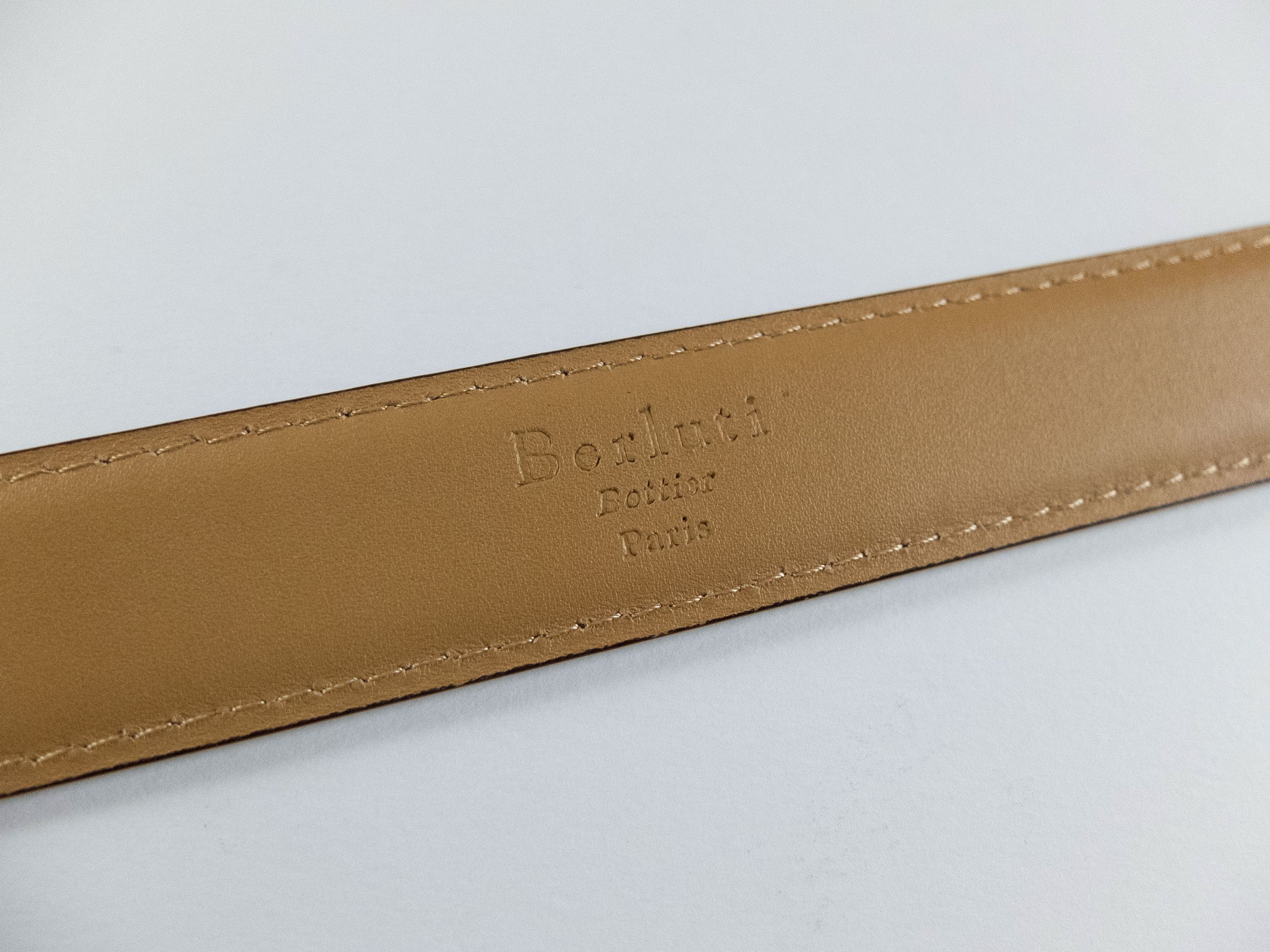 Berluti BERLUTI brown contrast stitch classic leather belt 105 Size 42 - 5 Thumbnail