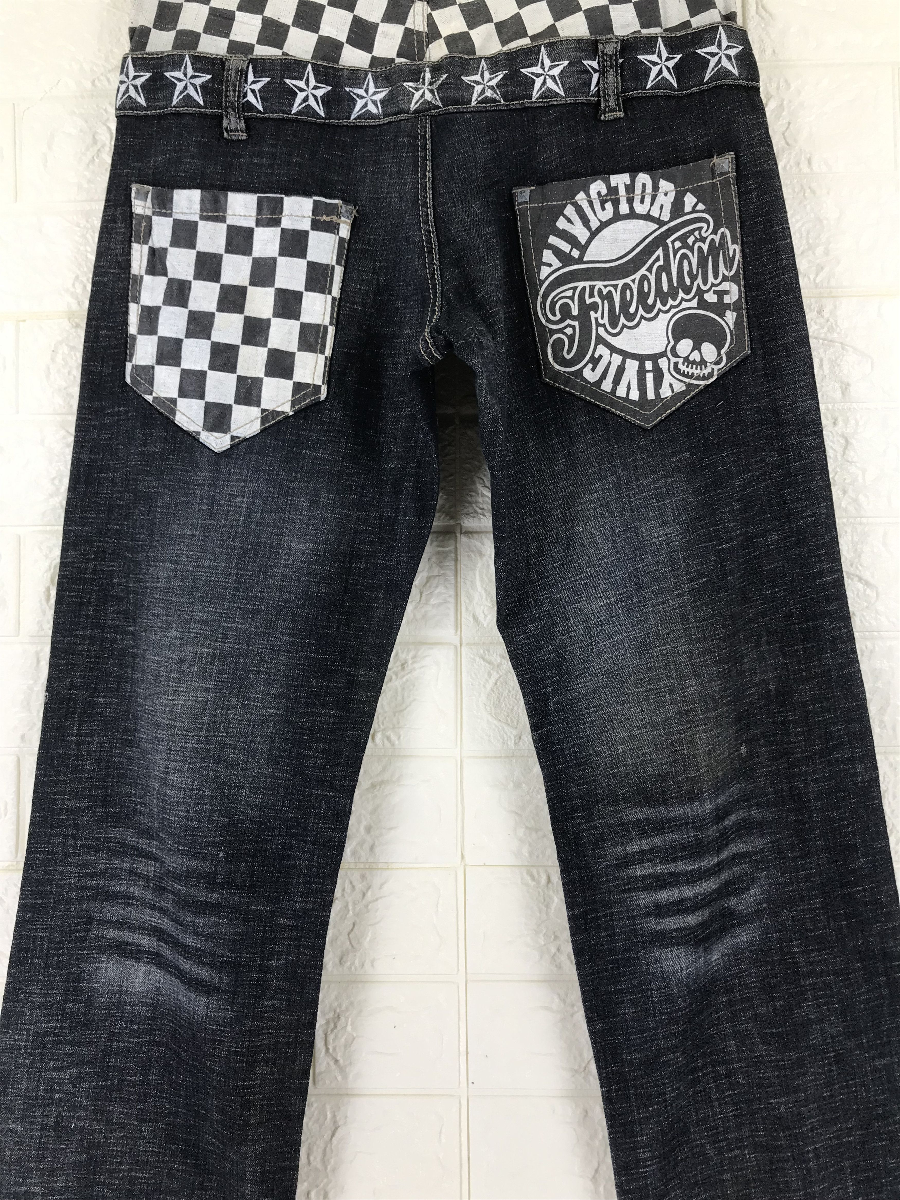 Japanese Brand Japanese Double Waist Victory Freedom Faded Black Jeans Size US 30 / EU 46 - 3 Thumbnail