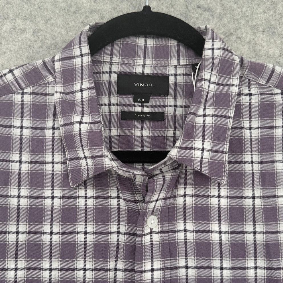 Vince NWT Vince Dusty Sky Purple Plaid Check Waterfront Shirt Size US M / EU 48-50 / 2 - 2 Thumbnail