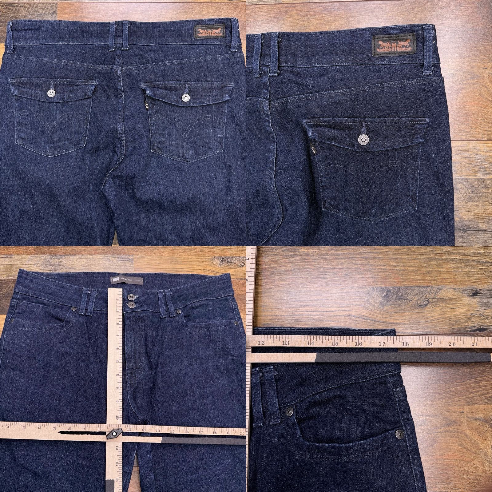 Levi's Levis Mid Rise Skinny Jeans Womens 16M Stretch Dark Wash Denim Jeans Blue 5-Pocket Design Zip Fly City Regular Womens Size 38" / US 16 / IT 52 - 8 Thumbnail
