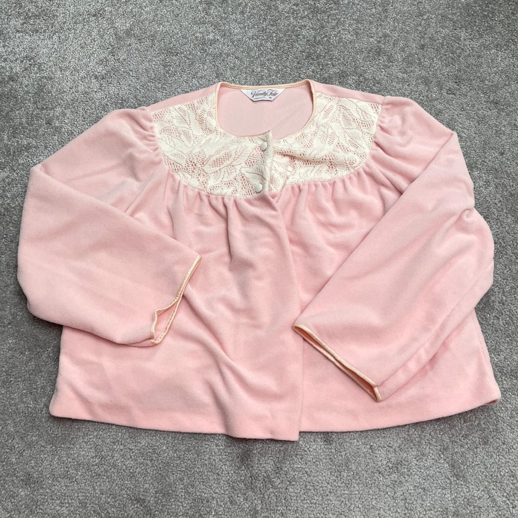 Vintage Vanity Fair Cardigan Sweater Womens M Pink Lace Button Casual Vintage Size M / US 6-8 / IT 42-44 - 2 Thumbnail