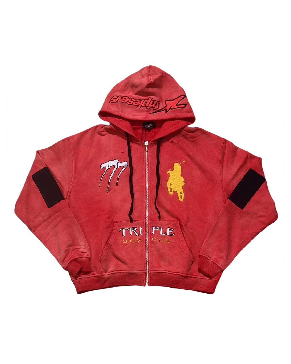 TRIPLE SEVENS Moto Complex Zip Up Hoodie Red Size US M / EU 48-50 / 2 - 1 Thumbnail
