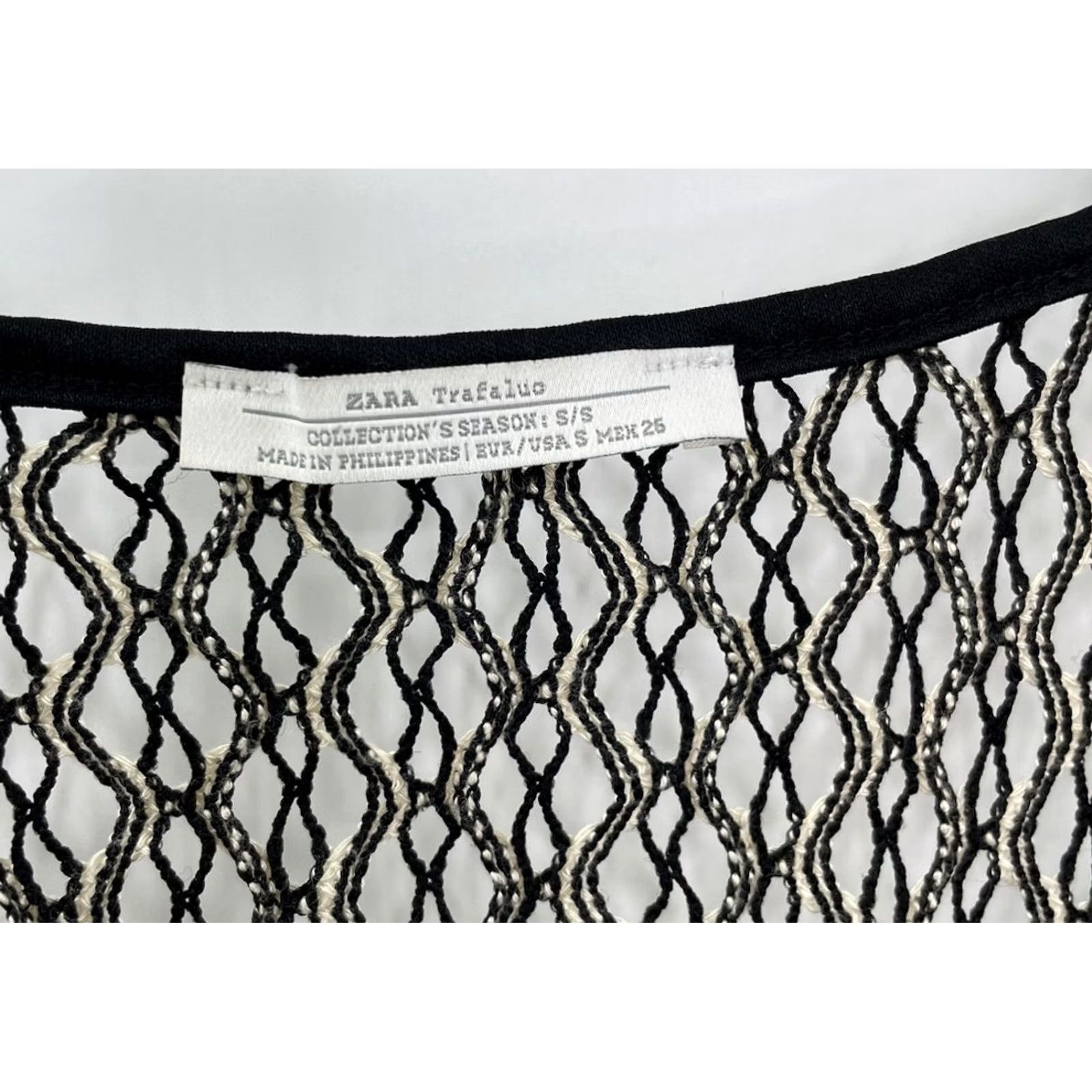 Zara Zara Trafaluc Black & Ivory Crochet Cami Lined Sleeveless Short Dress Size S Size 28" / US 6 / IT 42 - 7 Thumbnail