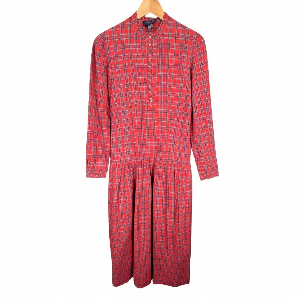 Allen Solly Vintage Allen Solly Dress Sz 12 Red Plaid Pleated Cottage Size XL / US 12-14 / IT 48-50 - 1 Thumbnail