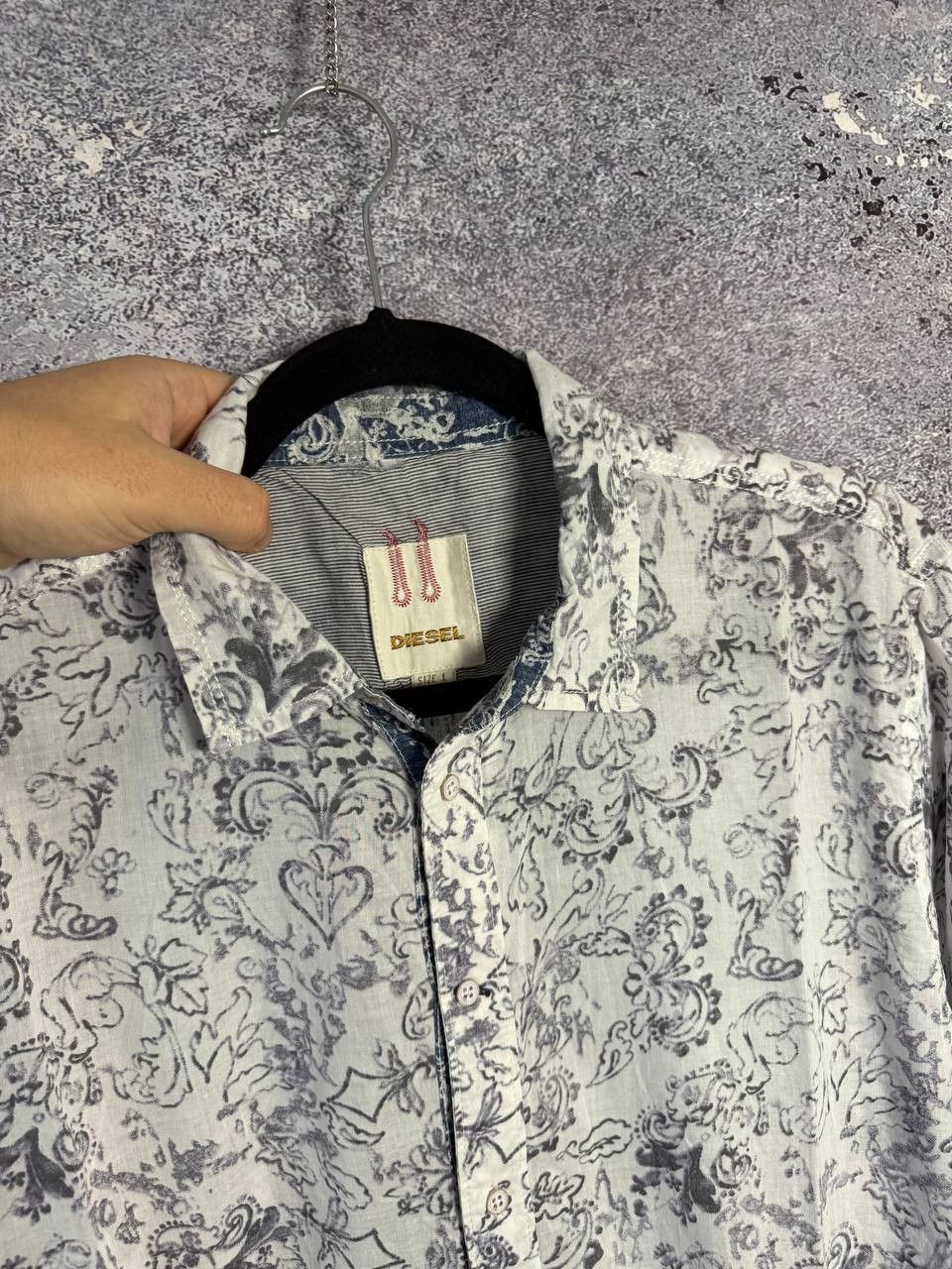 Diesel × Diesel Black Gold × Vintage Vintage Diesel Rare Abstract Light Weight Men's Button Shirt Size US L / EU 52-54 / 3 - 8 Thumbnail
