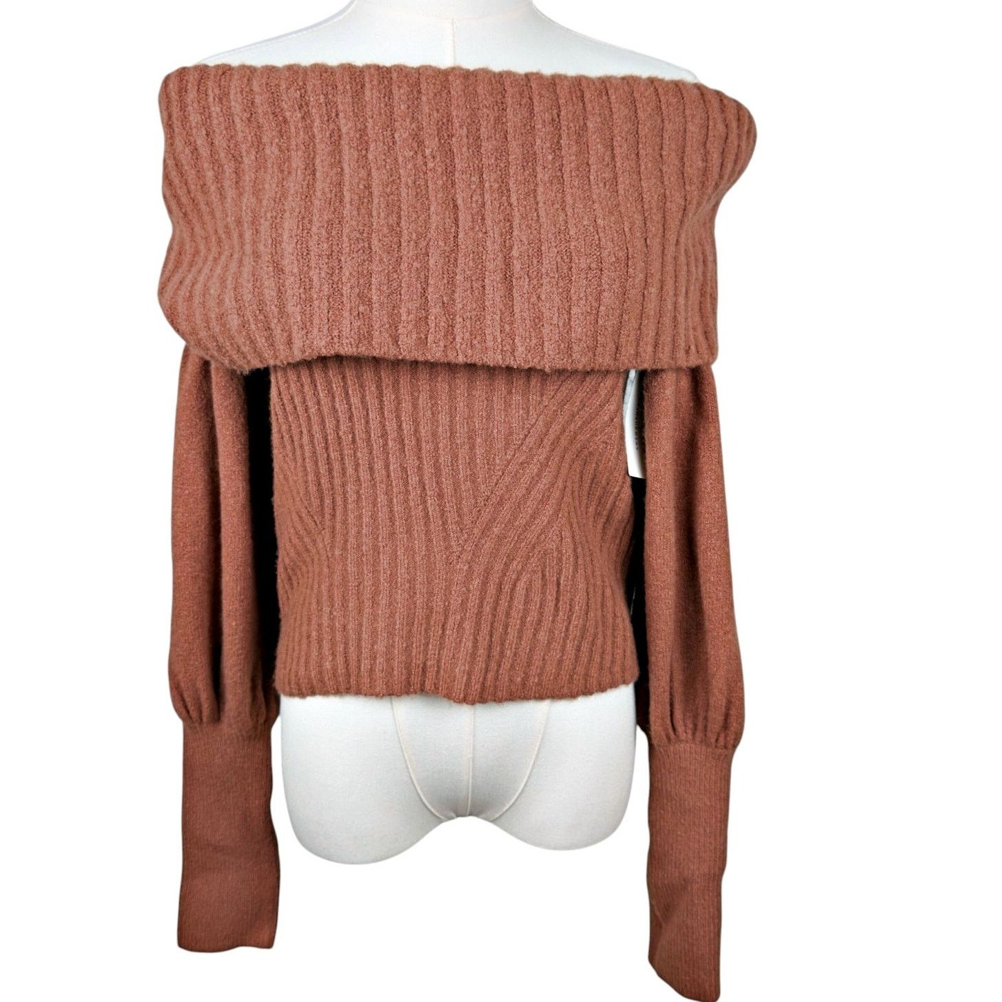 Anthropologie Anthropologie Tessa Off Shoulder Puff-Sleeve Wool Sweater Size XS / US 0-2 / IT 36-38 - 2 Thumbnail