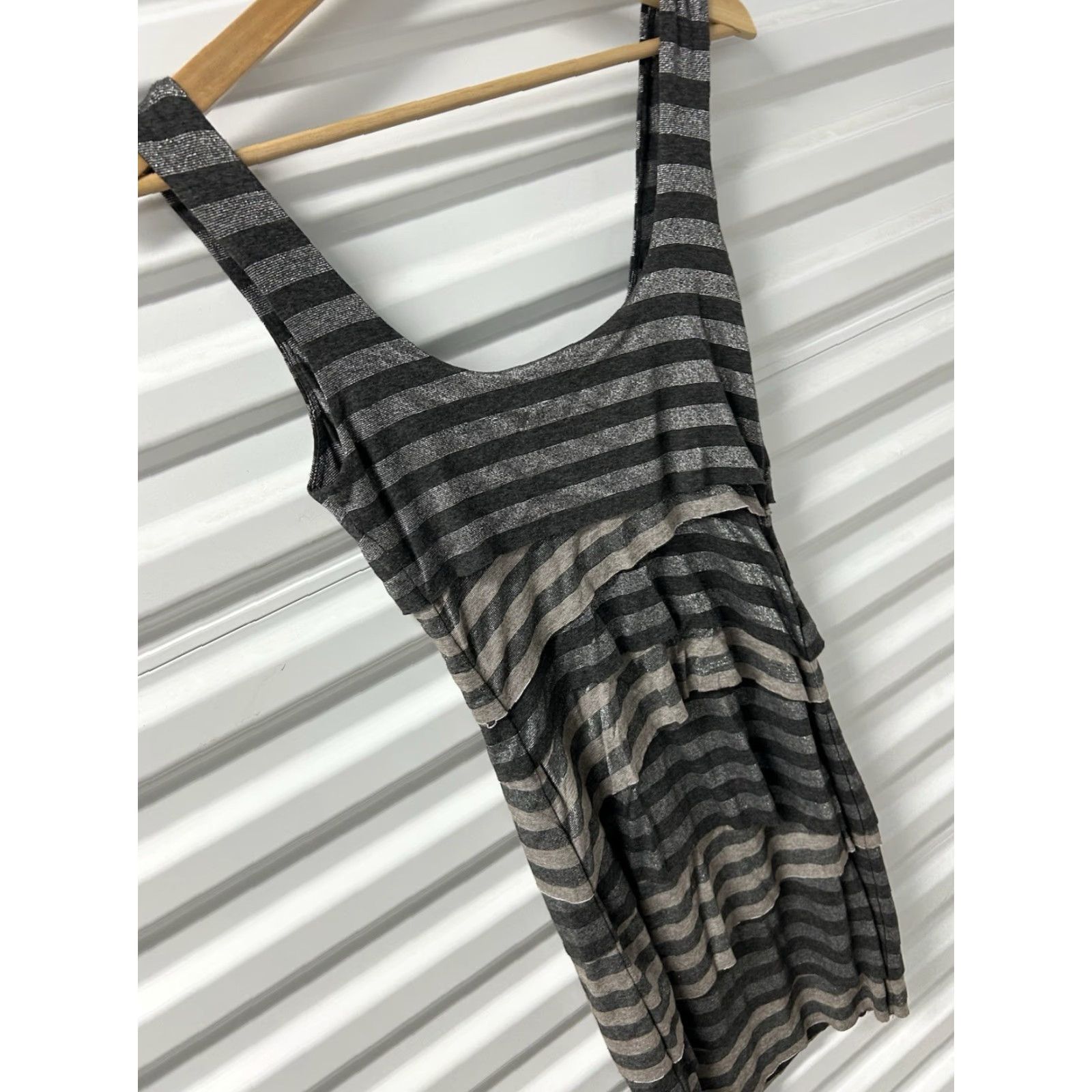Bailey 44 Womens Bailey 44 Dress XS Gray Striped Knit Cap Sleeve Round Neck Pullover Short Length Bodycon T-Shirt Dress Casual Travel Size XS / US 0-2 / IT 36-38 - 7 Thumbnail