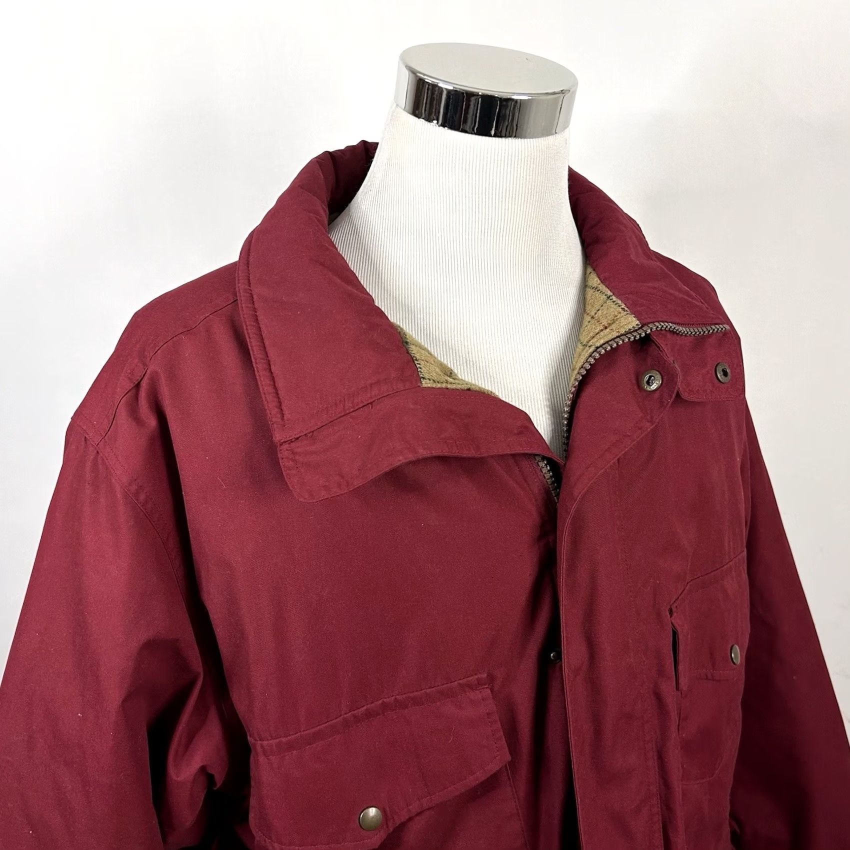 Lands' End Lands' End Jacket Red Flannel Lined Barn Coat Cotton Blend Full Zip Snap M Mens L Size US L / EU 52-54 / 3 - 2 Thumbnail