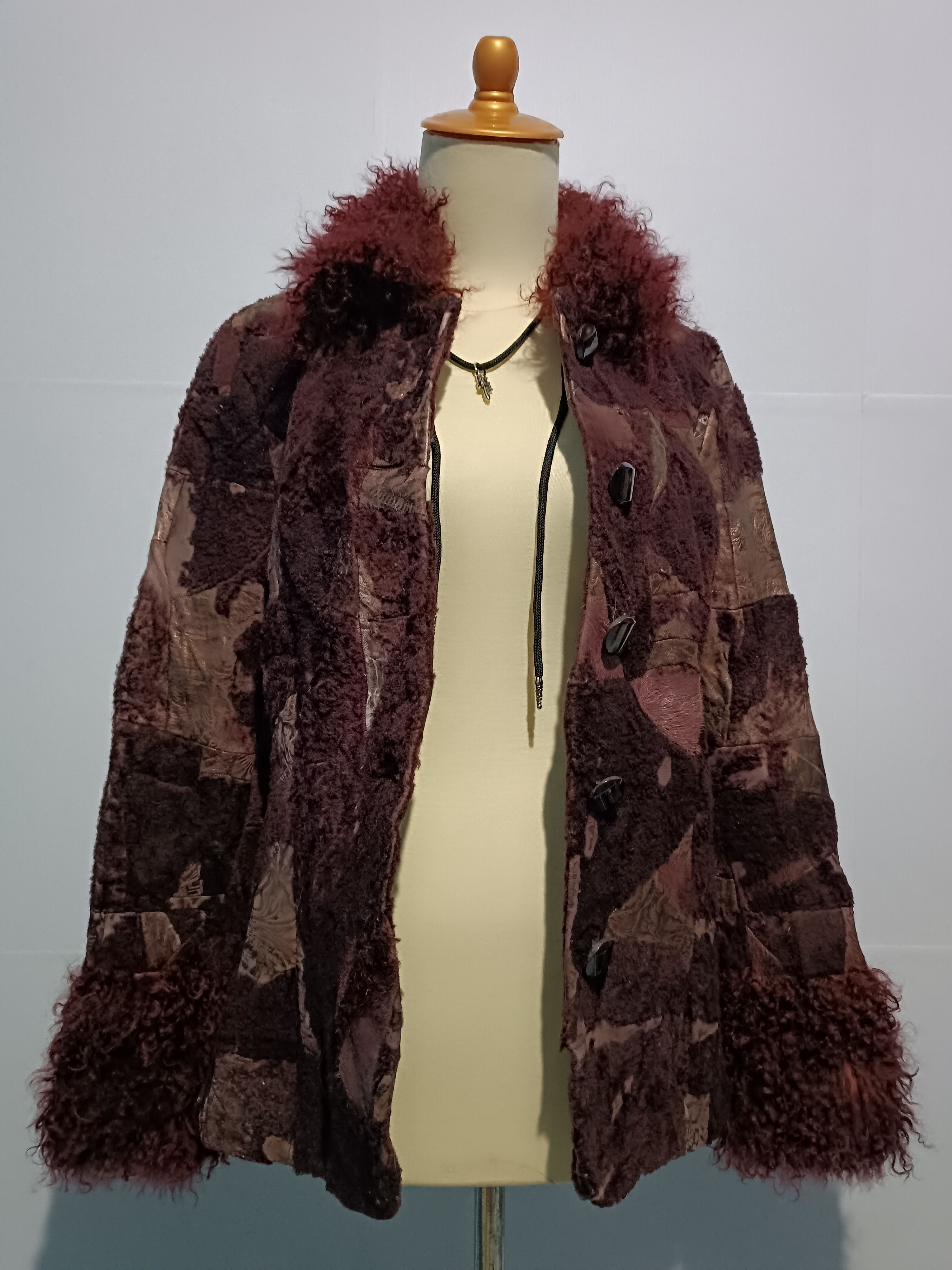 Other Extra Fine Leather Jacket Fur Mix Pabric Coats Red Purple Size ONE SIZE - 6 Thumbnail