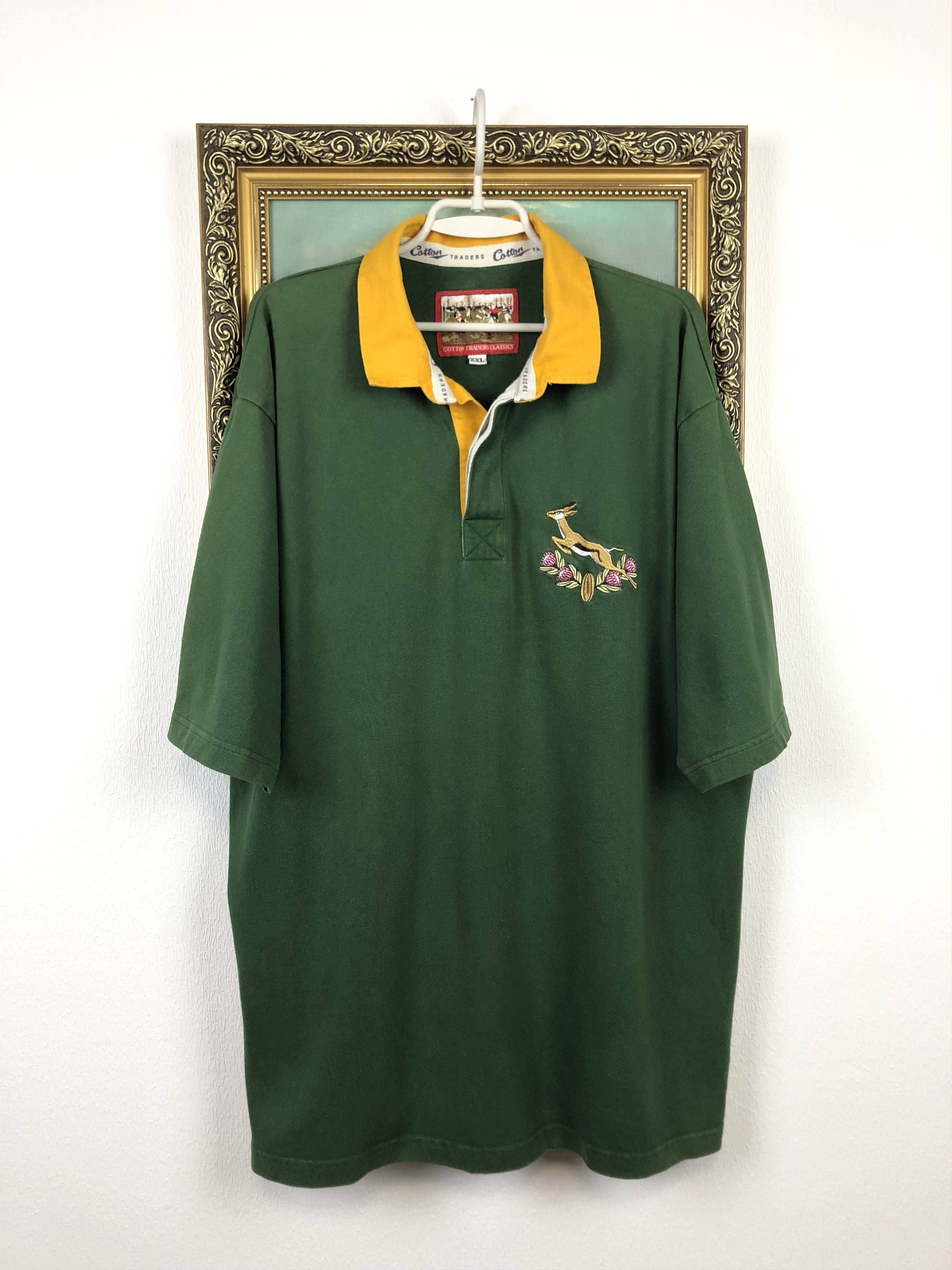 image of Vintage Cotton Traders Rugby Jersey South Africa Shirt in Green, Men's (Size 2XL)