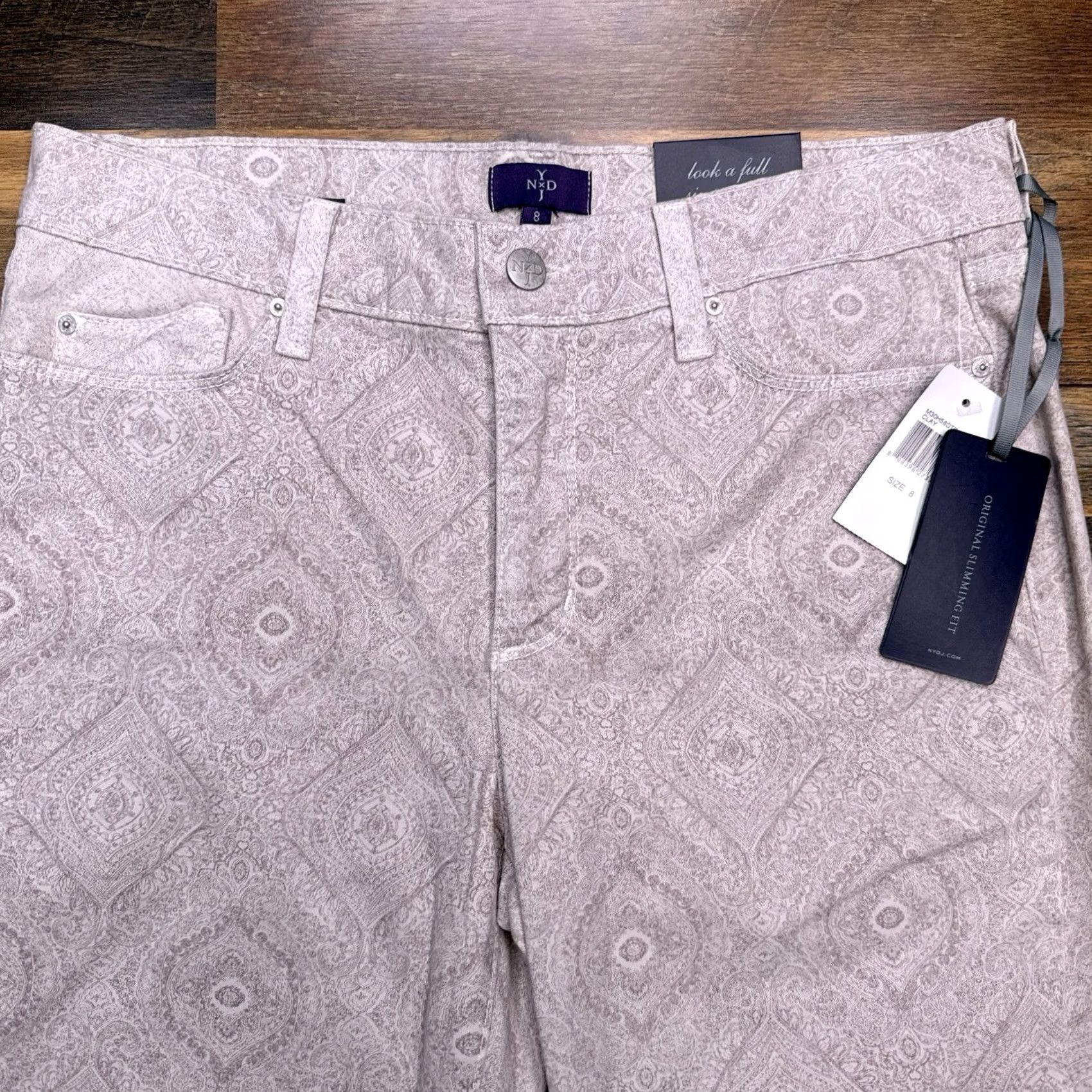 NYDJ NYDJ Skinny Jeans Womens 8 Beige Mid Rise Stretch Denim 5-Pocket USA Paisley Inseam 27in Regular Size 30" / US 8 / IT 44 - 2 Thumbnail