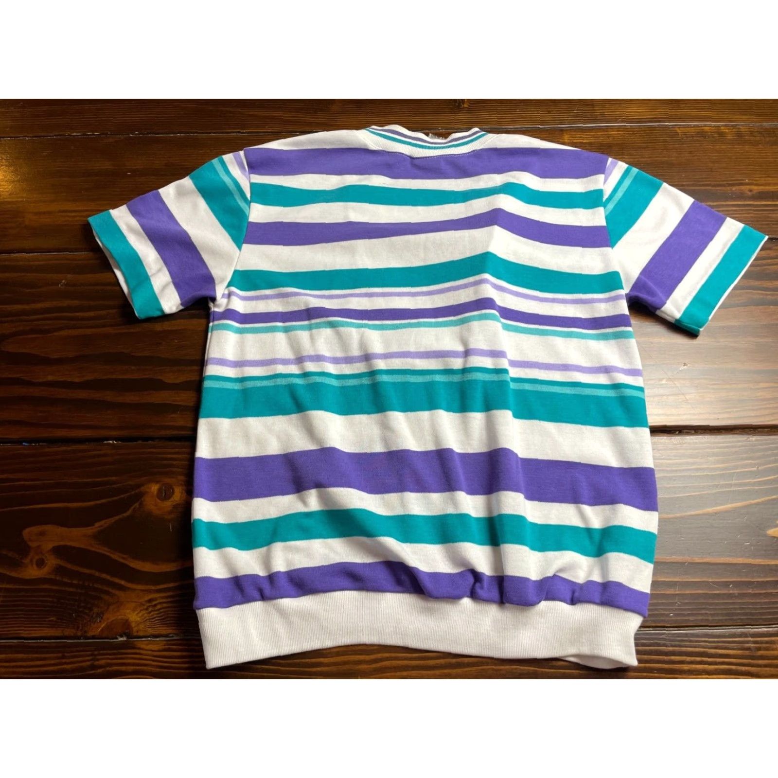 Jantzen JANTZEN Classics Sweater Women's L Multicolor Striped V-Neck Short Sleeve Pullover Knit Shirt Size L / US 10 / IT 46 - 2 Thumbnail