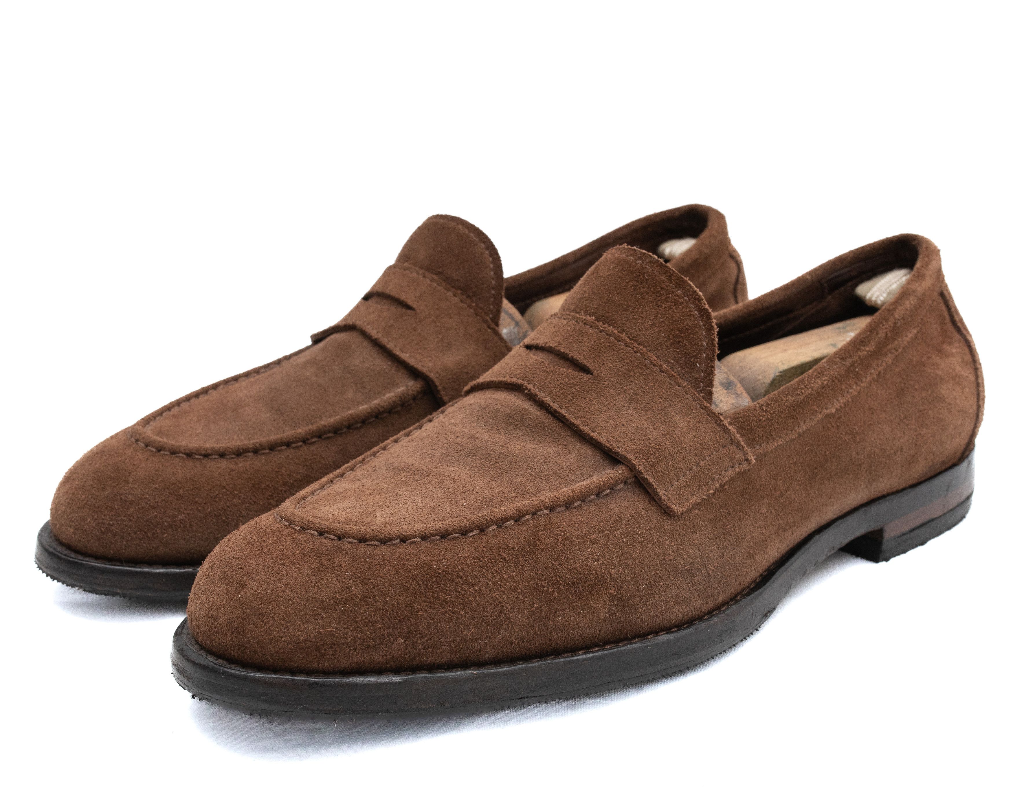 image of Avant Garde x Officine Creative Ivy 002 Brown Suede Penny Loafers, Men's (Size 9)