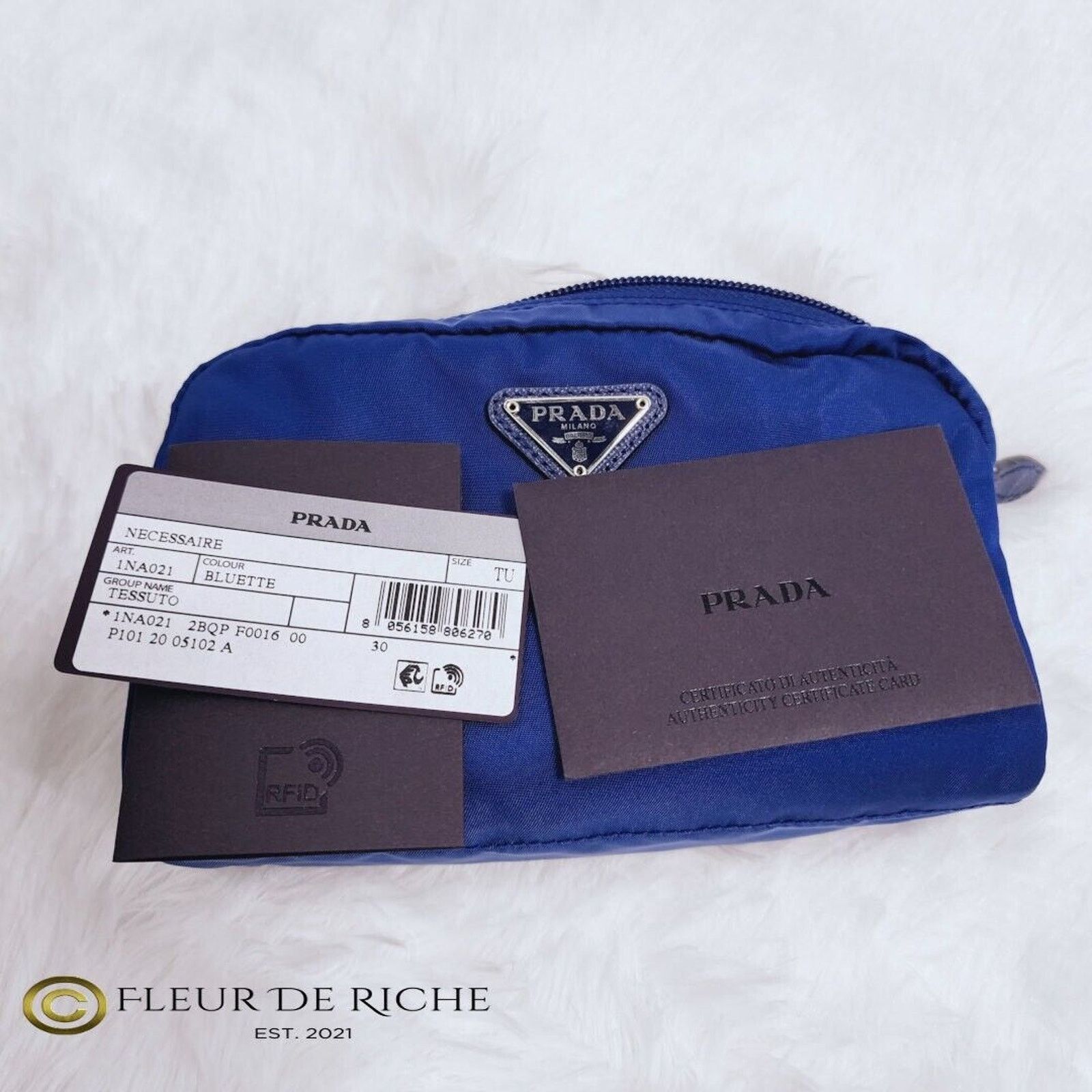 Prada Prada Necessaire Re-Nylon Vela Cosmetic Pouch Blue 1NA021 Size ONE SIZE - 11 Thumbnail
