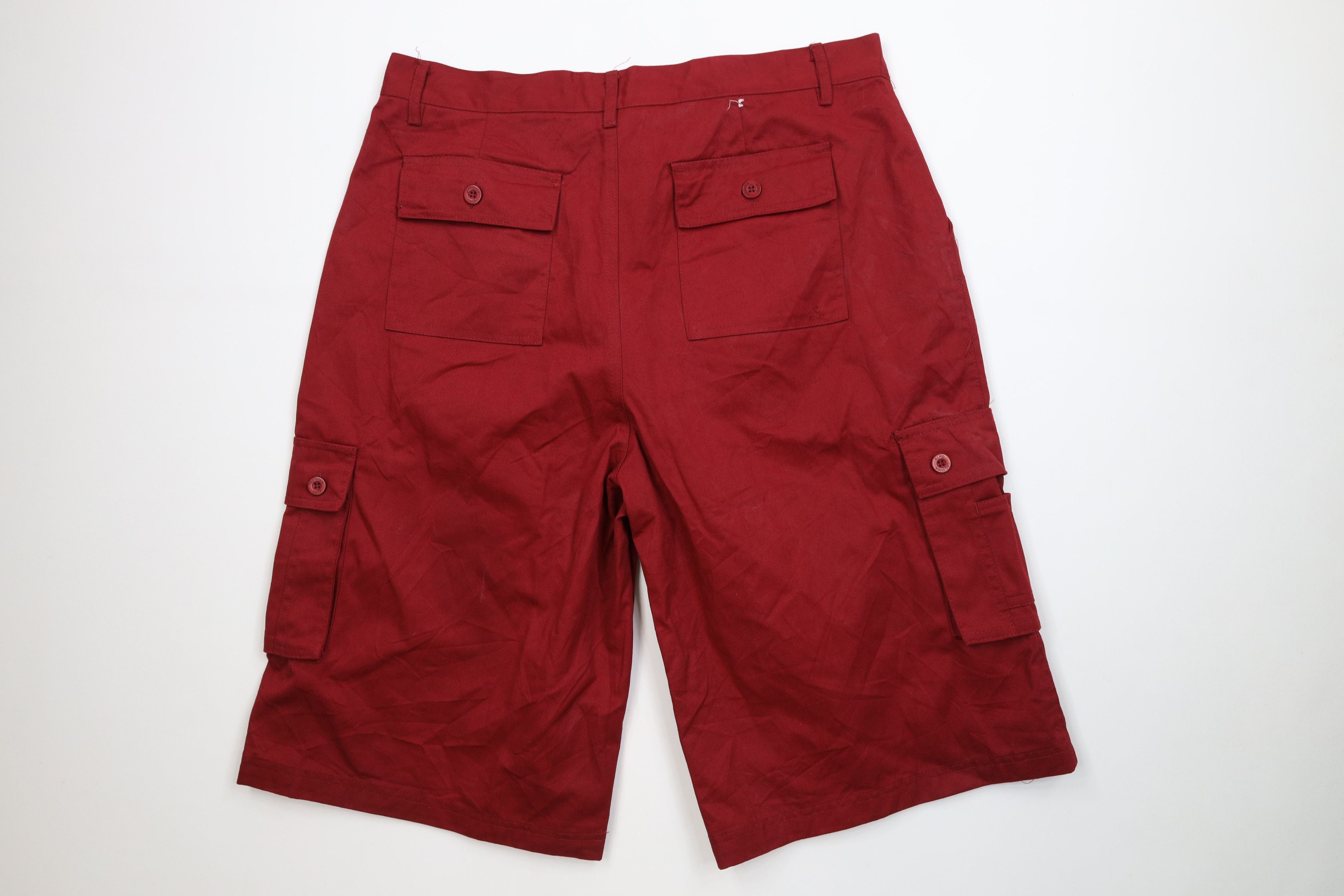Vintage Vintage 90s Y2K Streetwear Baggy Loose Fit Cargo Shorts Red Size US 36 / EU 52 - 9 Thumbnail