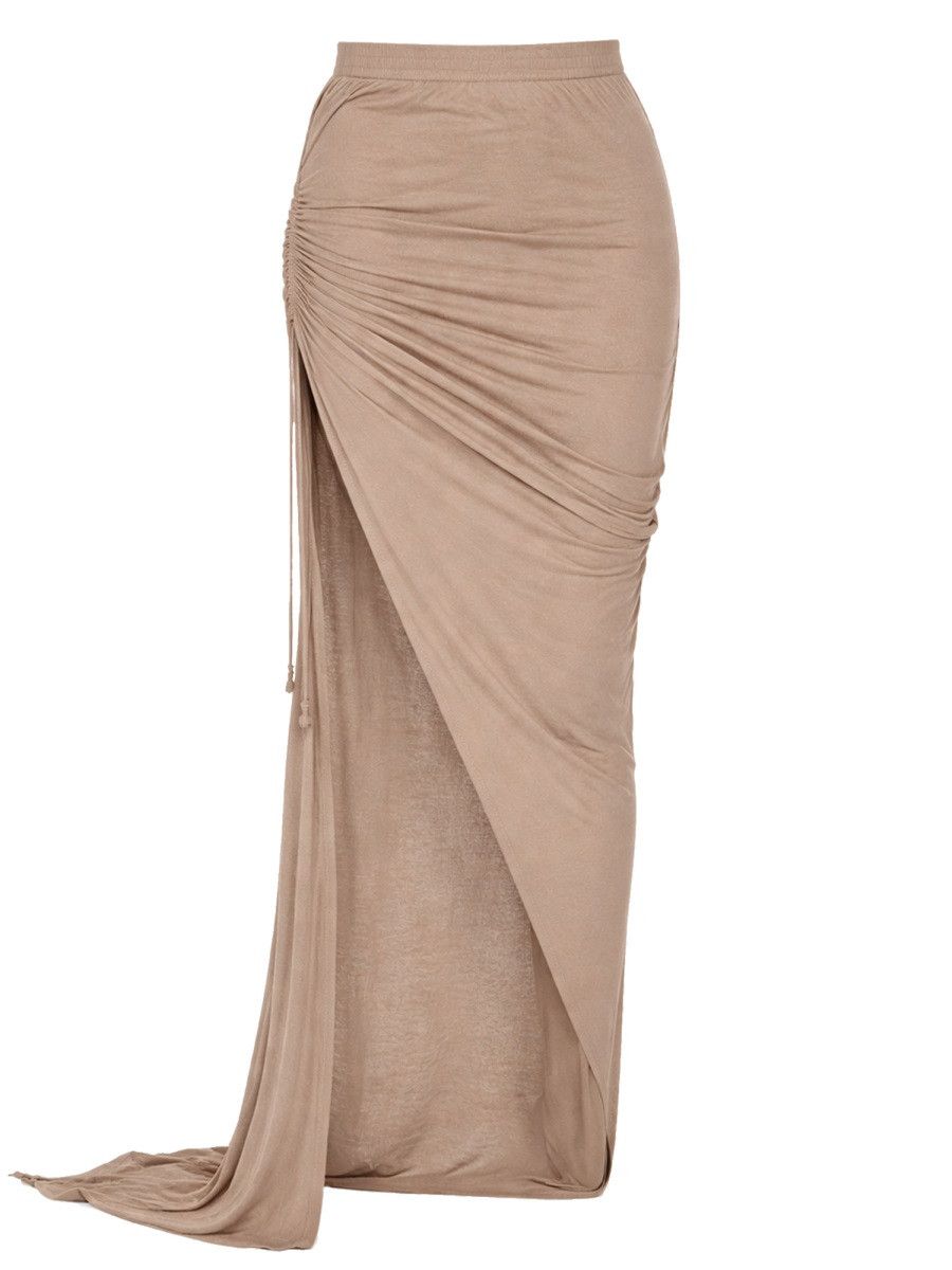 Rick Owens Drkshdw RICK OWENS DRKSHDW LONG SKIRT WITH SLIT - BEIGE Size 26" / US 2 / IT 38 - 1 Thumbnail
