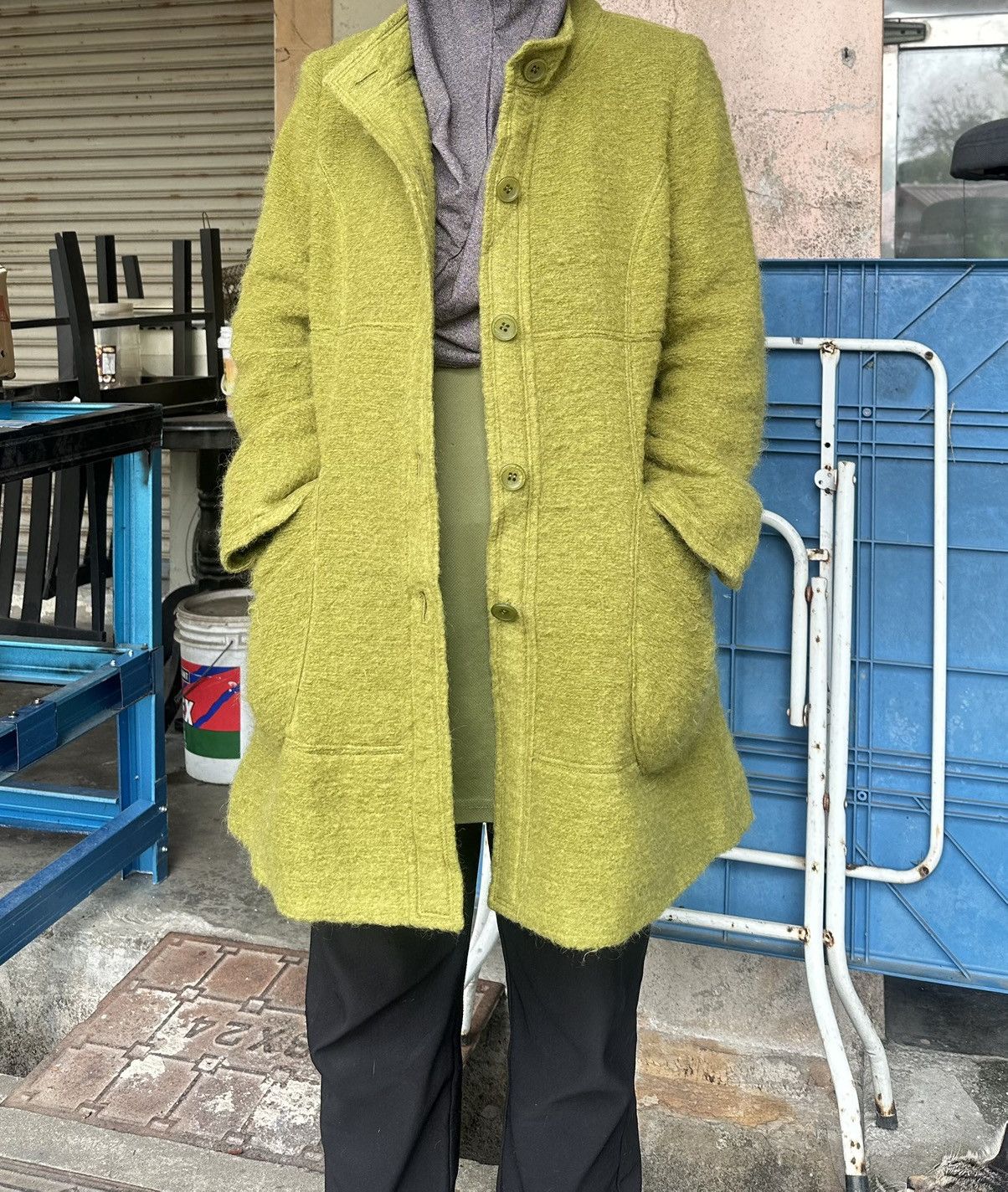 Vintage Wool Long Jacket Italian Fabric Size M / US 6-8 / IT 42-44 - 1 Thumbnail