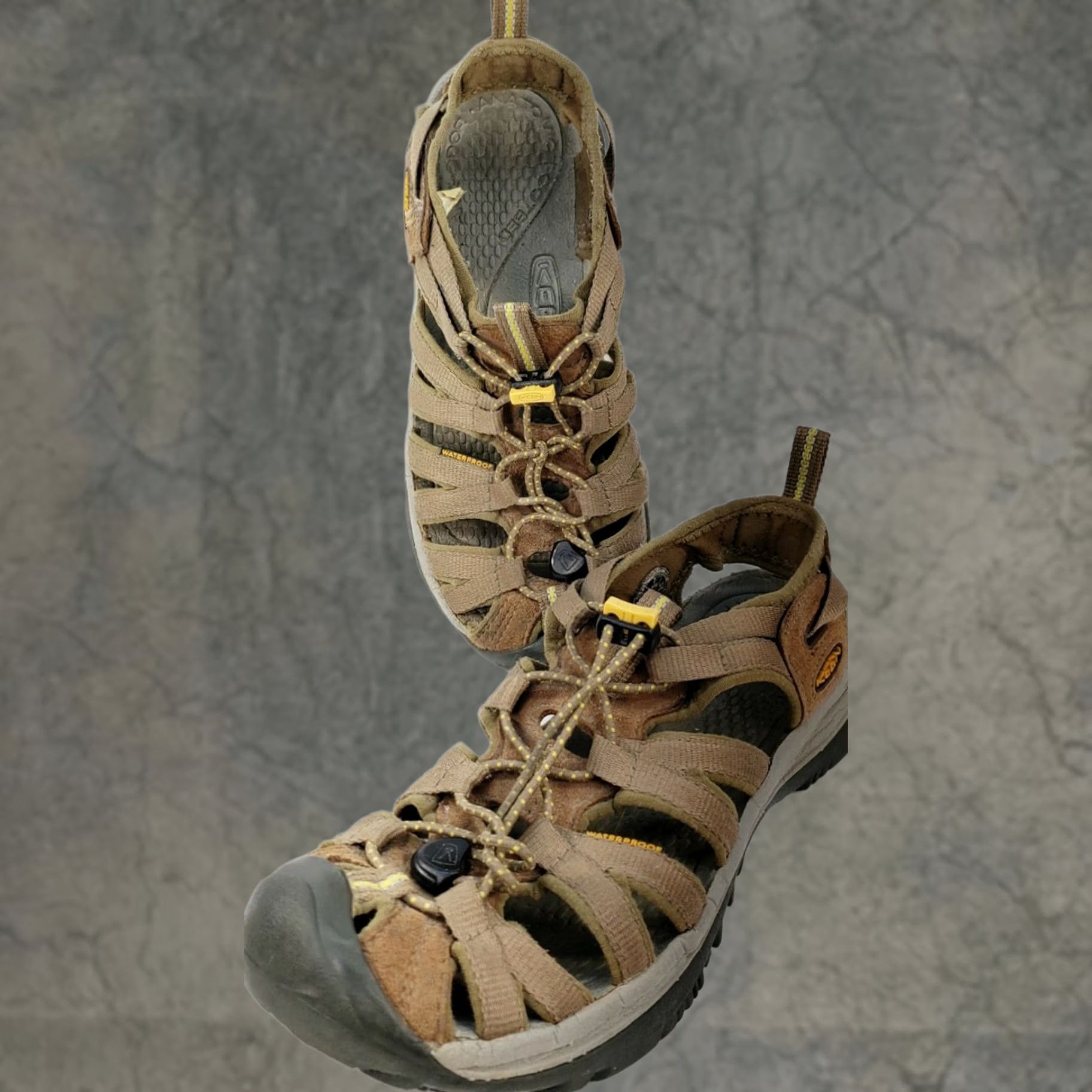KEEN Keen Whisper Outdoor Sport Sandals Women Size 7M Brown Elastic Laces Toggle - Pre-owned, Casual, Hiking, Outdoor Activity, Light Wear, Brown Size US 7 / IT 37 - 1 Thumbnail