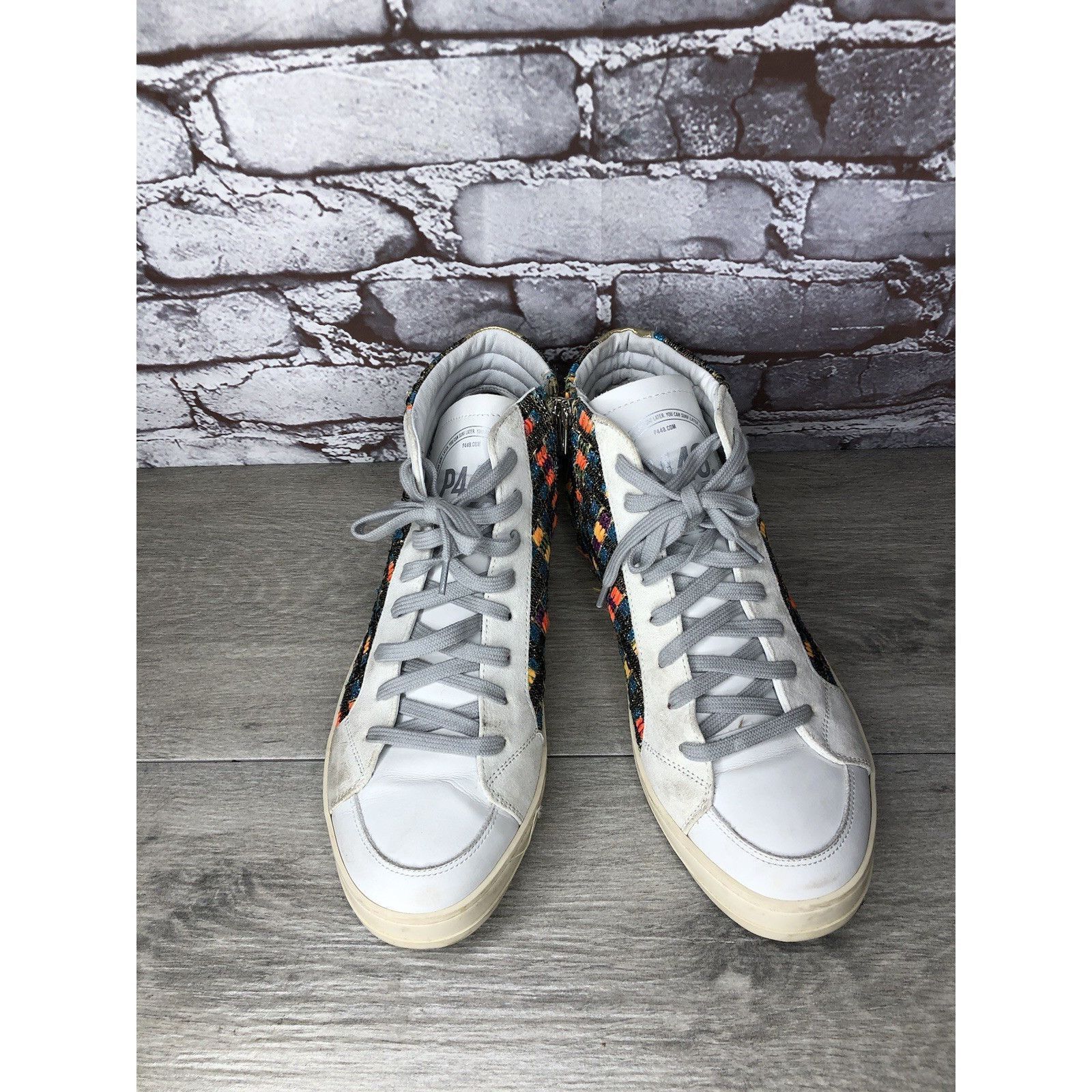 P448 P448 Skate Malhia Sneakers White Leather Lace Up High Top Sh Size US 10.5 / IT 40.5 - 14 Thumbnail