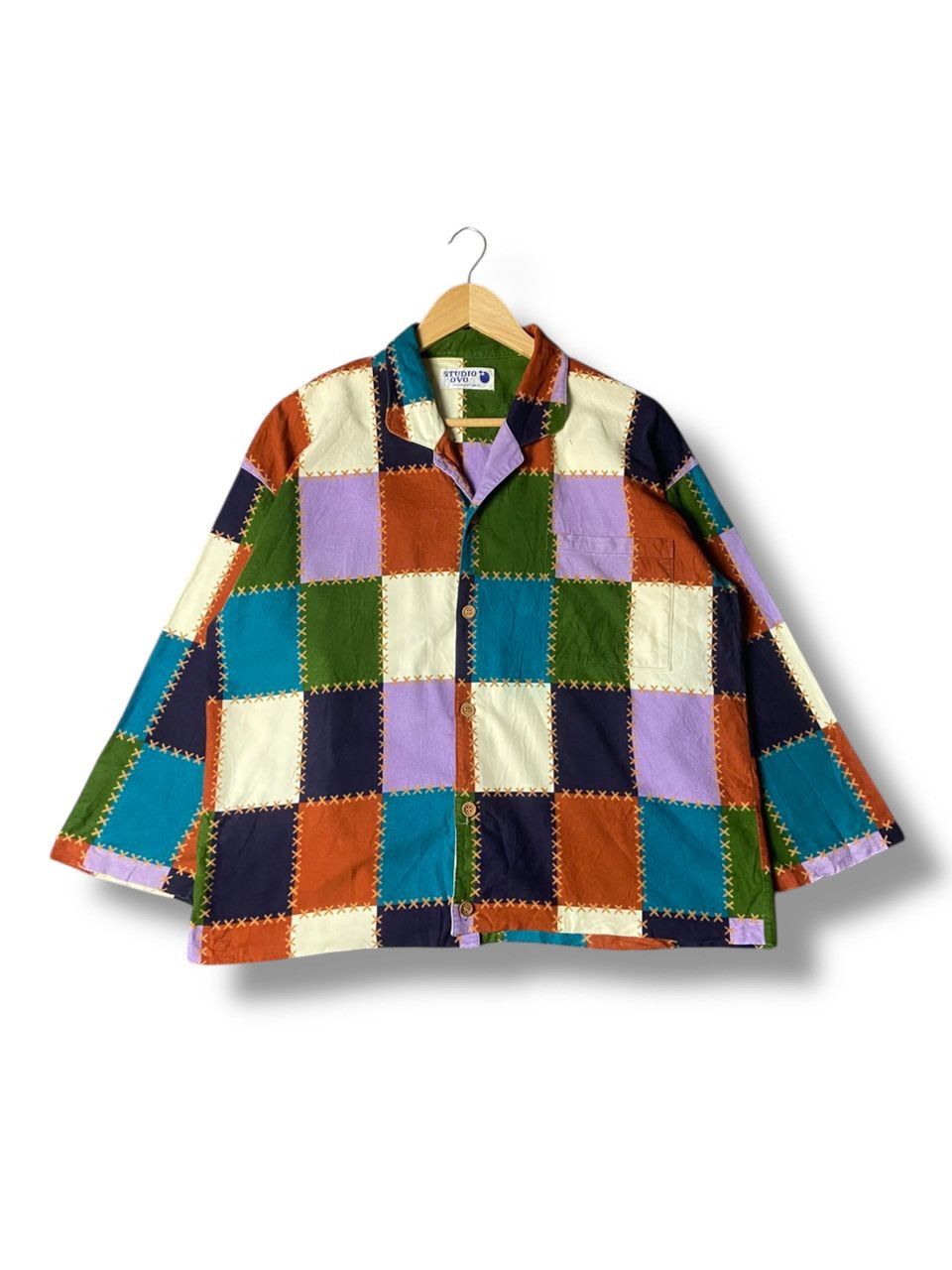 Japanese Brand STUDIO OVO designed By Emilio Patchwork Cardigan (139) Size US S / EU 44-46 / 1 - 1 Thumbnail
