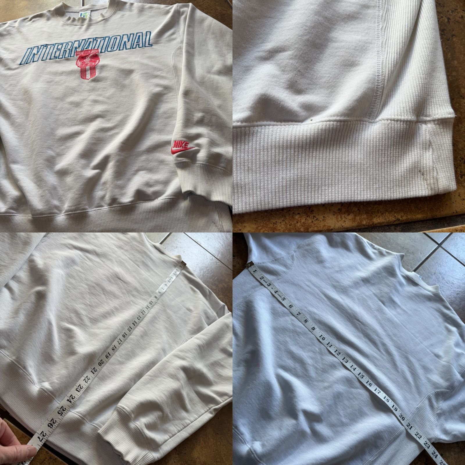 Nike VTG Nike Crewneck Sweatshirt Shirt XL White 90s International Tag Logo Mens Vintage 90s Nike Sportswear Size US XL / EU 56 / 4 - 8 Thumbnail