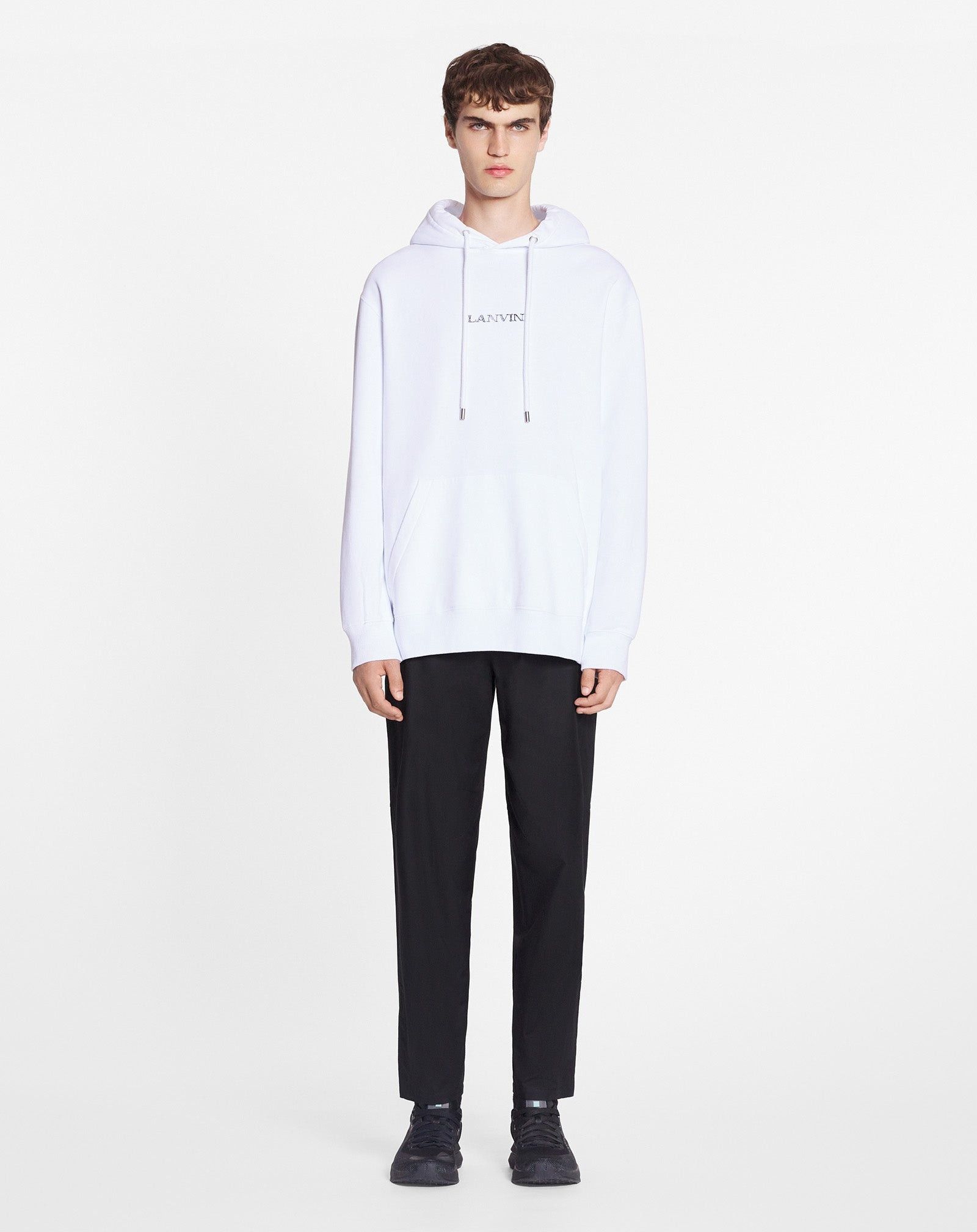 Lanvin o1mle0825 Unisex Loose-Fitting Logo Hoodie in White Size US S / EU 44-46 / 1 - 3 Thumbnail