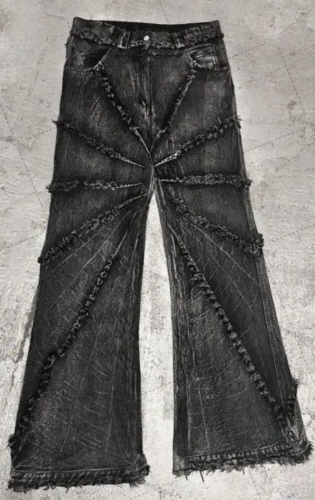 New Raw Edge Washed Straight Wide Leg Trousers