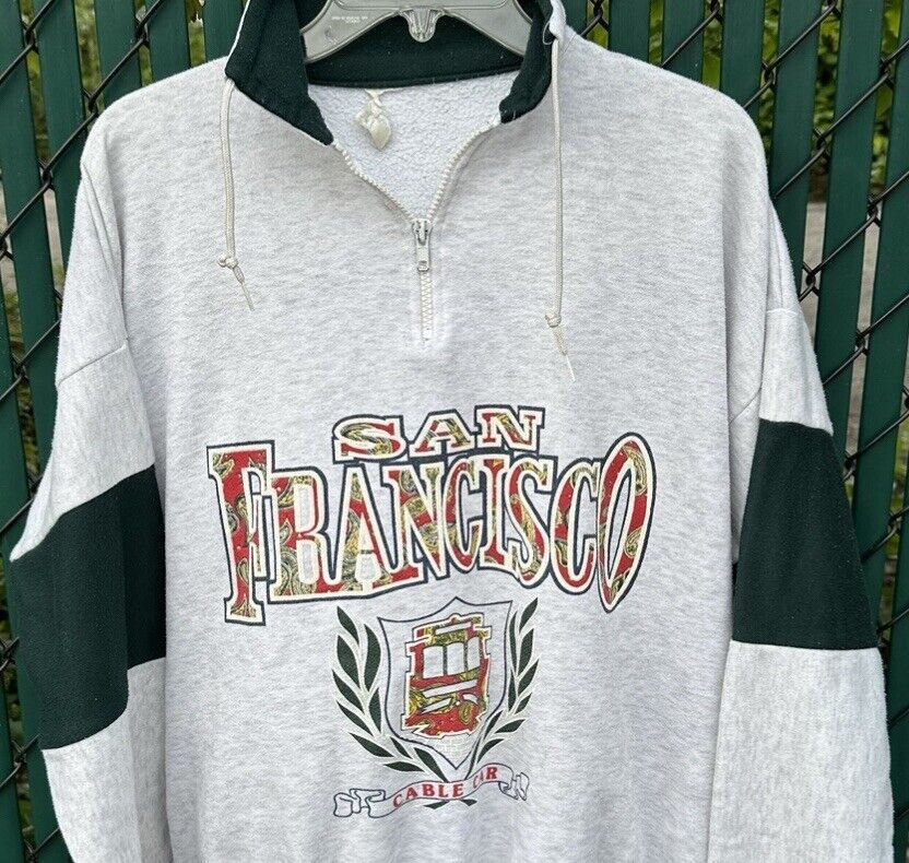 Vintage 80s Vintage San Francisco Trolley California 1/4 Zip Collar Size US L / EU 52-54 / 3 - 4 Thumbnail