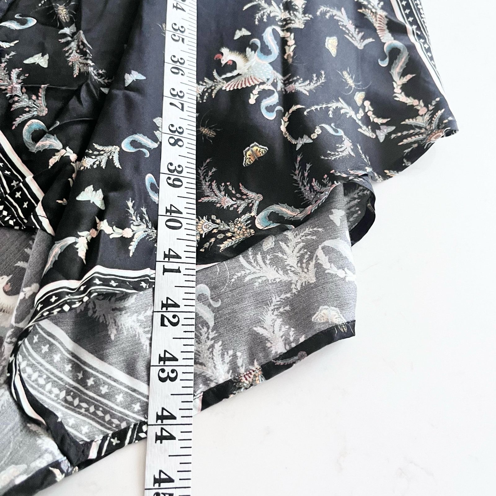 Allsaints All Saints Maia Silk Black Scarf Print Asymmetric Midi Dress Size S / US 4 / IT 40 - 9 Thumbnail