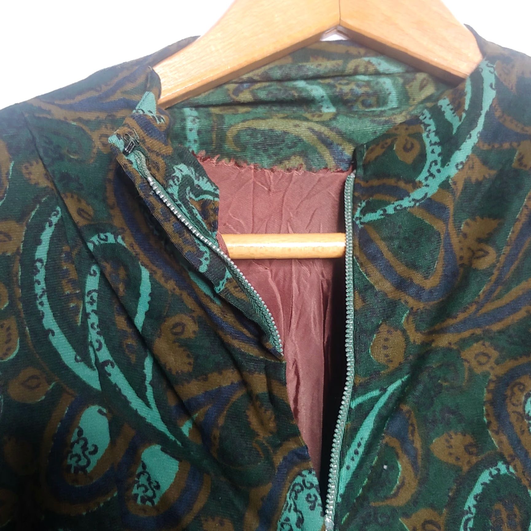 Sears Kerrybrook Sears Roebuck Dress Green Paisley Long Sleeve Size 14 Size 4XL / US 24-26 - 4 Thumbnail