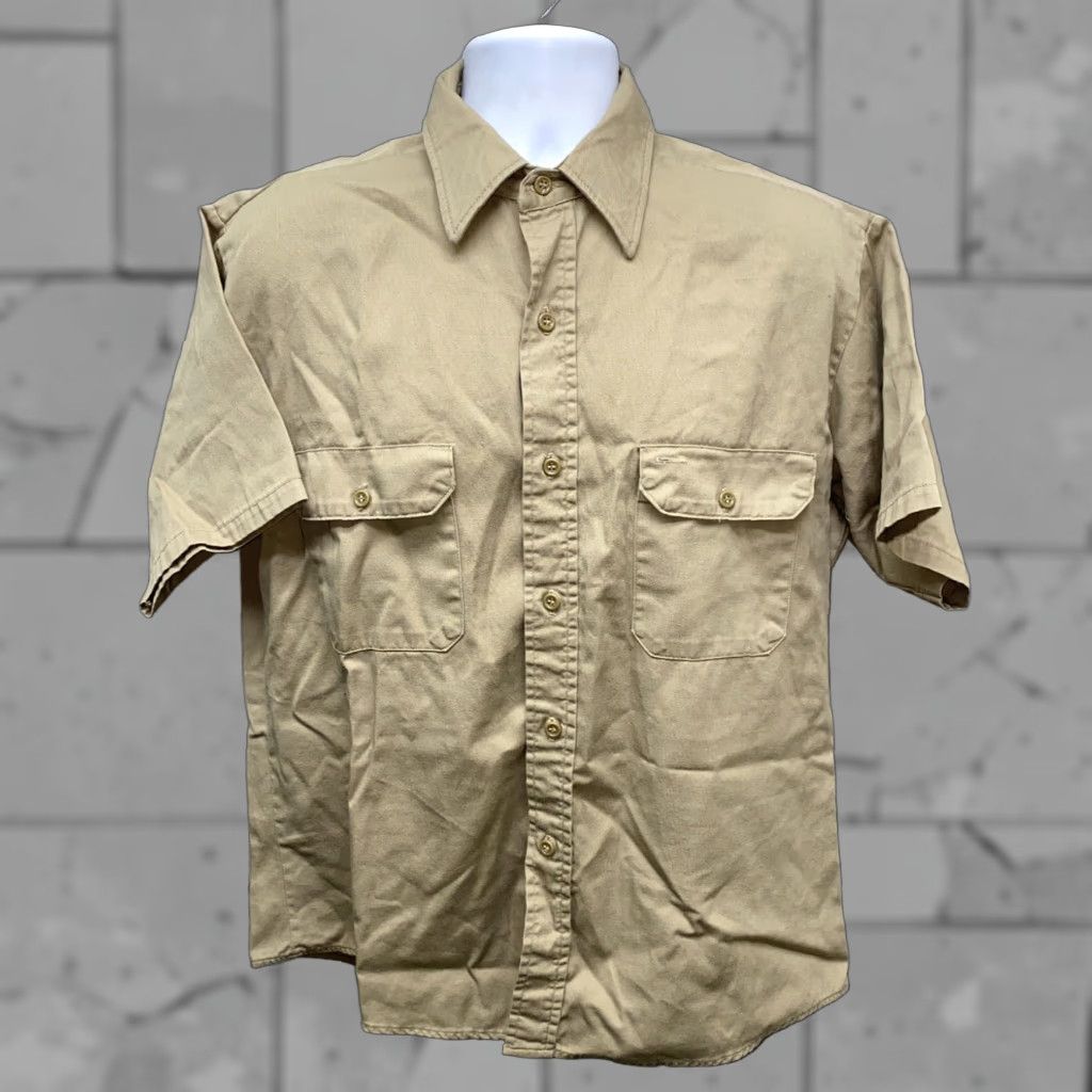 Sears VINTAGE Sears Fieldmaster USA Made Mens Short Sleeve Button Down Collar Cotton Shirt Beige Large Size US L / EU 52-54 / 3 - 1 Thumbnail