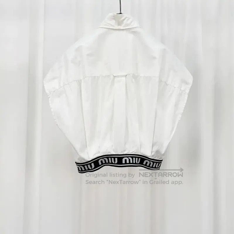 Miu Miu Miu Miu White Cotton Embroidered Logo Crop T-shirt . Size S / US 4 / IT 40 - 2 Thumbnail