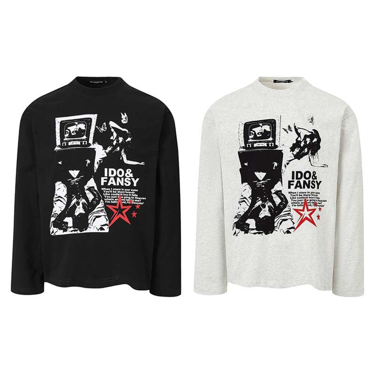 Japanese Brand Black Graphic Long Sleeve T-Shirt, Casual Menswear Size US M / EU 48-50 / 2 - 5 Thumbnail