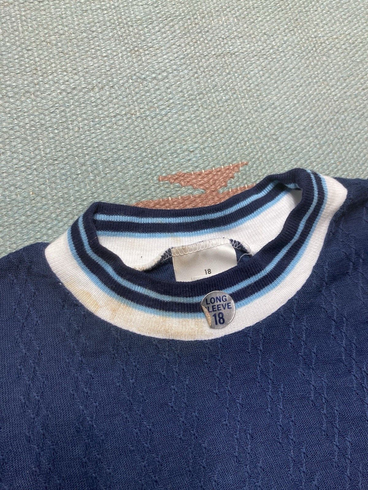 Vintage 70s t shirt campus textured DEADSTOCK boys 18 men’s small Size US L / EU 52-54 / 3 - 3 Thumbnail